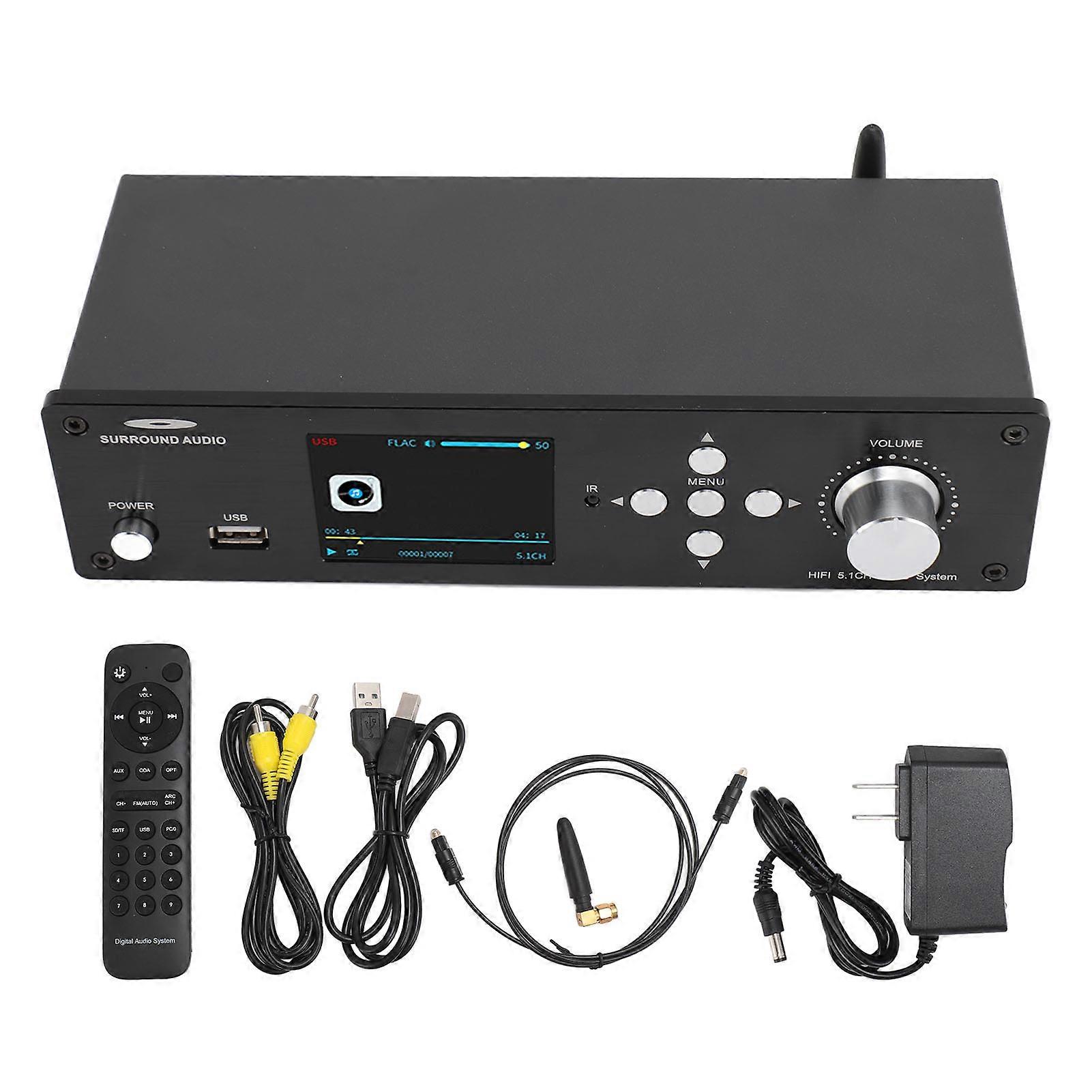Bluetooth 5.0 Sound Receiver Decoder with 2.8" TFT Screen for Projector & PC, US Plug