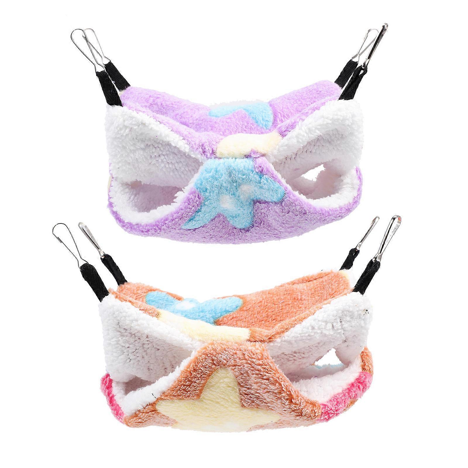 Comfortable Hamster Nests Squirrel Hanging Nests Coral Fleece Playing 7.9×7.9×1.2in 2Pack