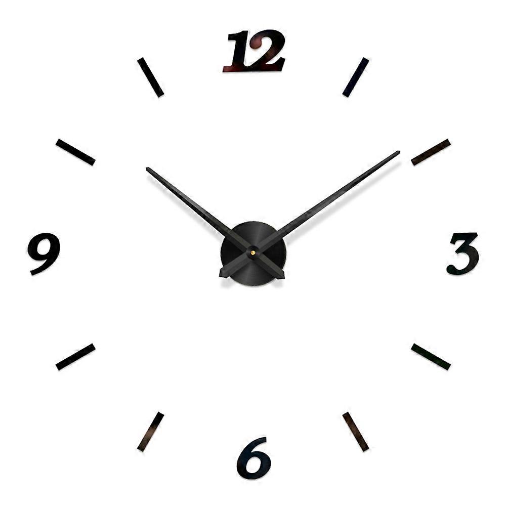 Large Clock Wall Decor Metal Number Acrylic Black Rectangular Oversized Easy To Read 1Pcs