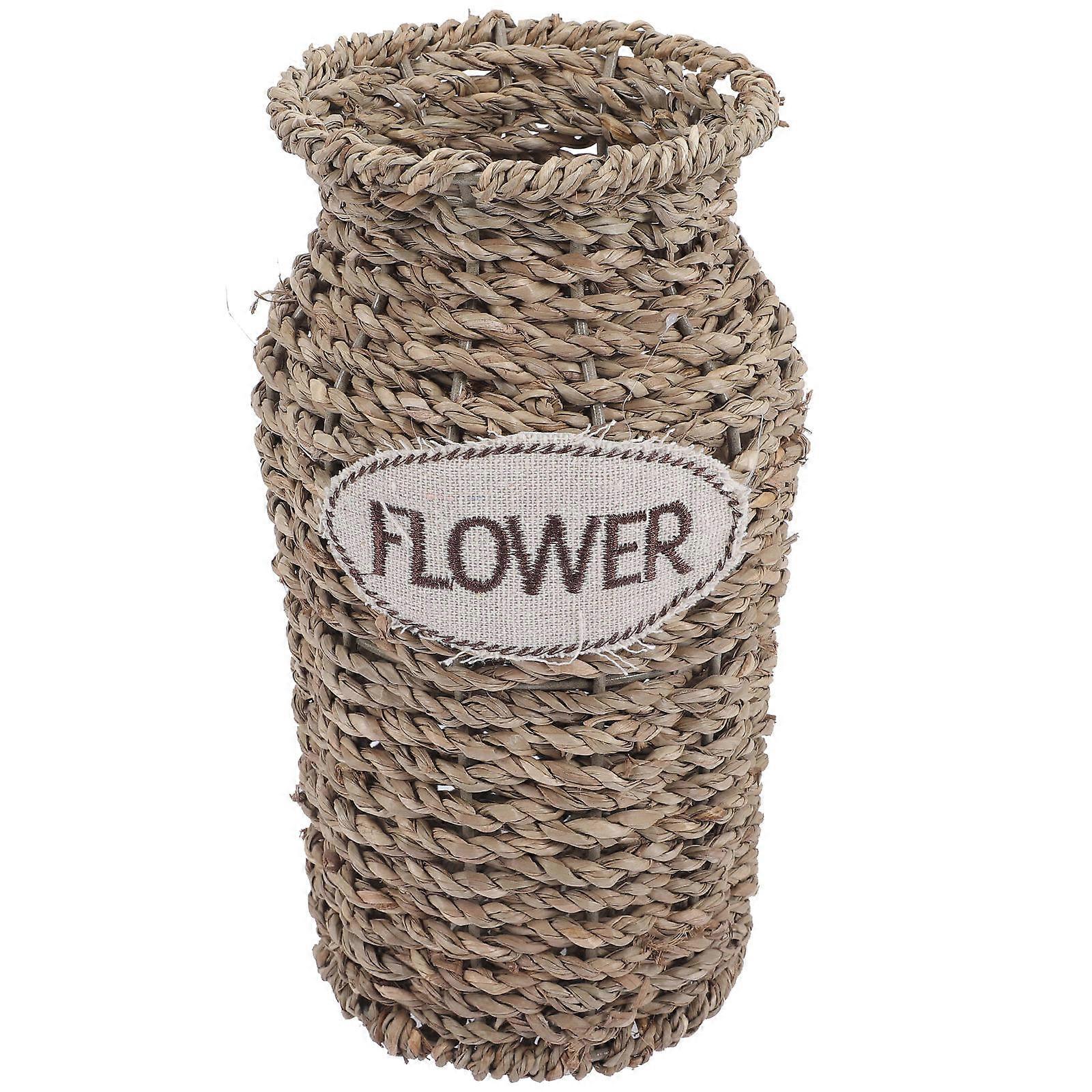 Basket Flower Vase Woven Vase Pastoral Style Flowerpot Home Decoration Multi 21x10cm Flower Storage 1Pcs
