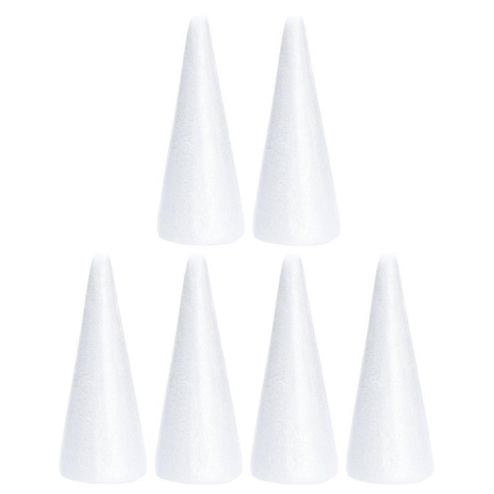 White Cone Shape Foams for DIY Adornments and Children Craft Toys at Home 6Pcs