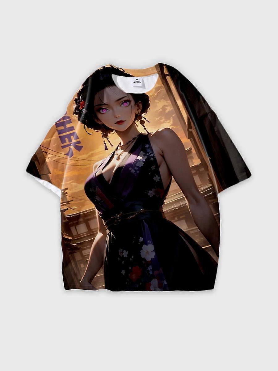 T-Shirt Rundhals Character Pattern locker kurzarm P3214