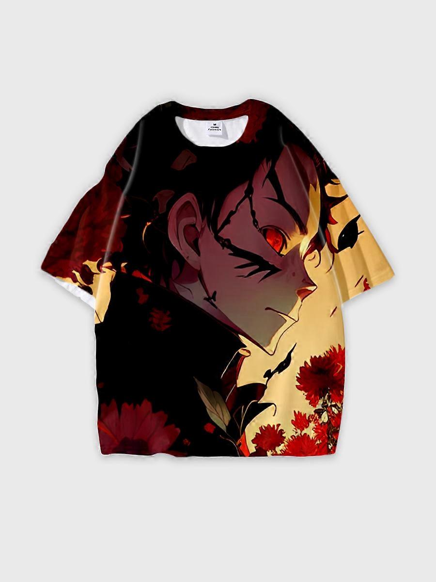 T-shirt round neck Character Pattern loose short sleeve P617