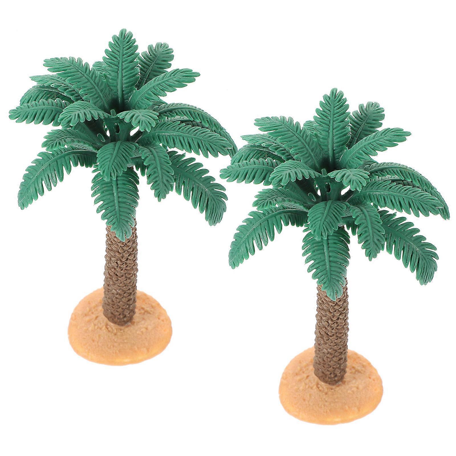 Tiny Palm Trees Table Decorations PVC Material Sand Table Realistic Shape For Hobbyists And Families 2Pcs