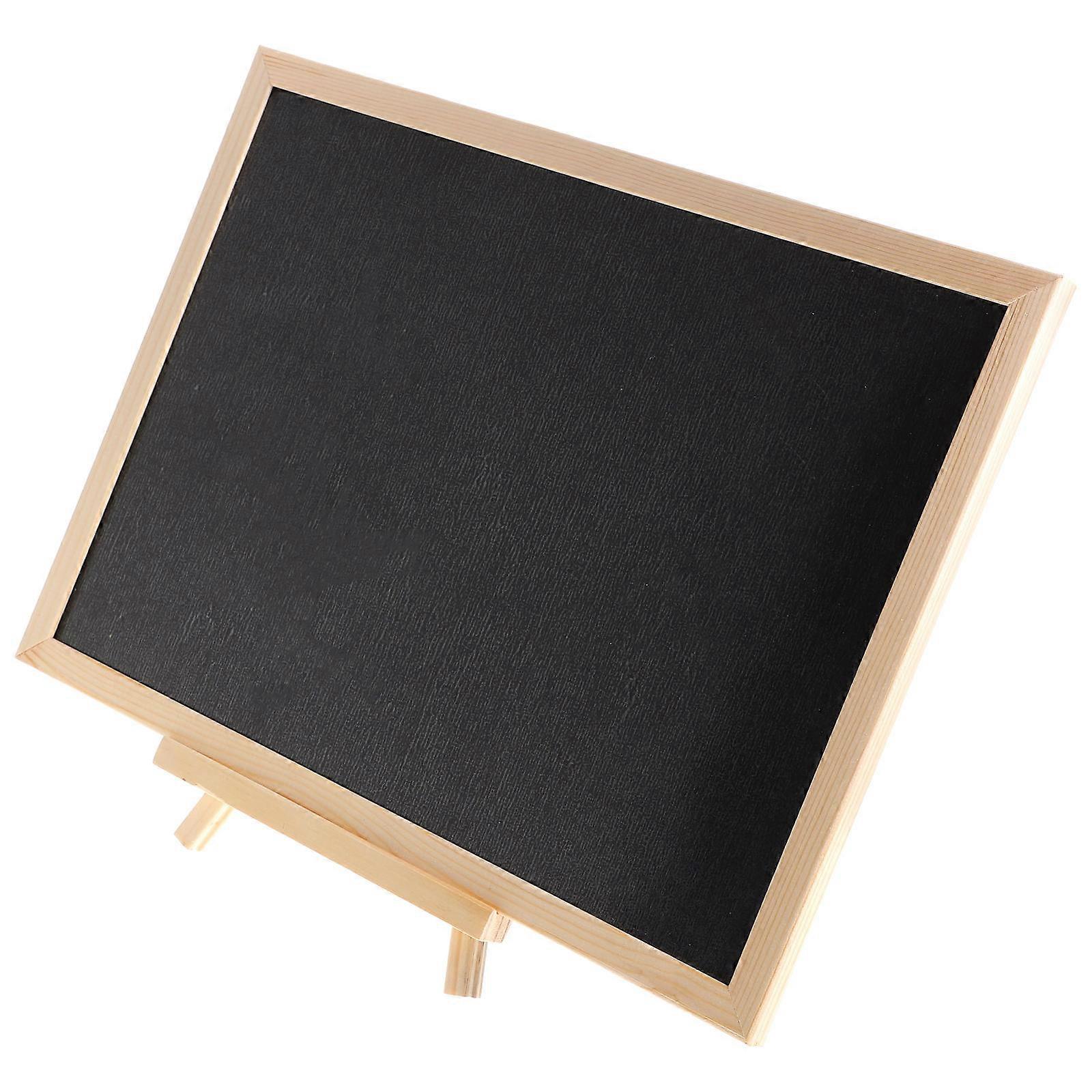 Tabletop Memo Board Message Board Black For Home Use Rectangular Natural Wood Frame Design Note Taking 1Set