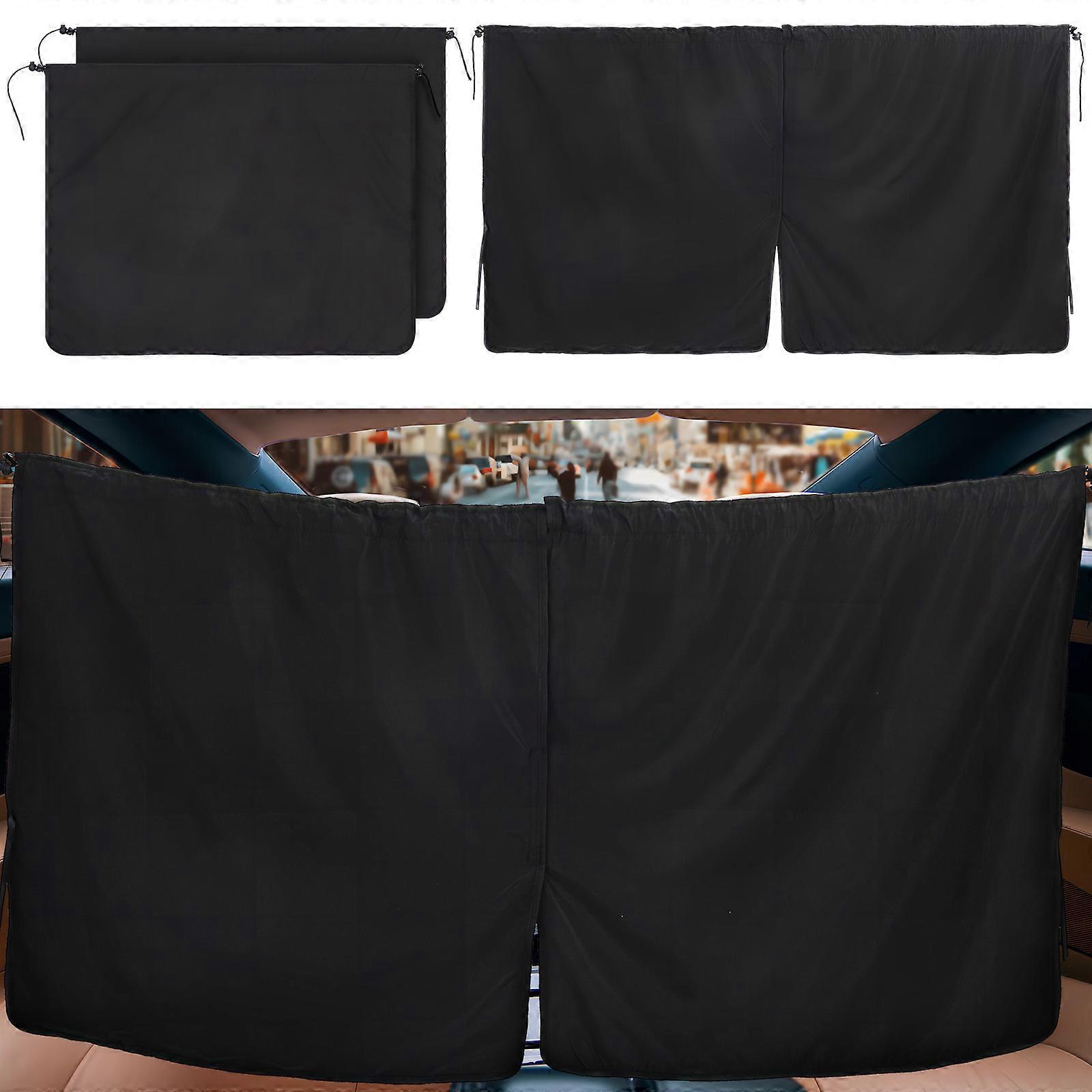 Privacy Curtains Double Layer Polyester Window Shades with Rear Seat Divider Sun Protection for Front and Back Windows Universal Fit for Vehicles