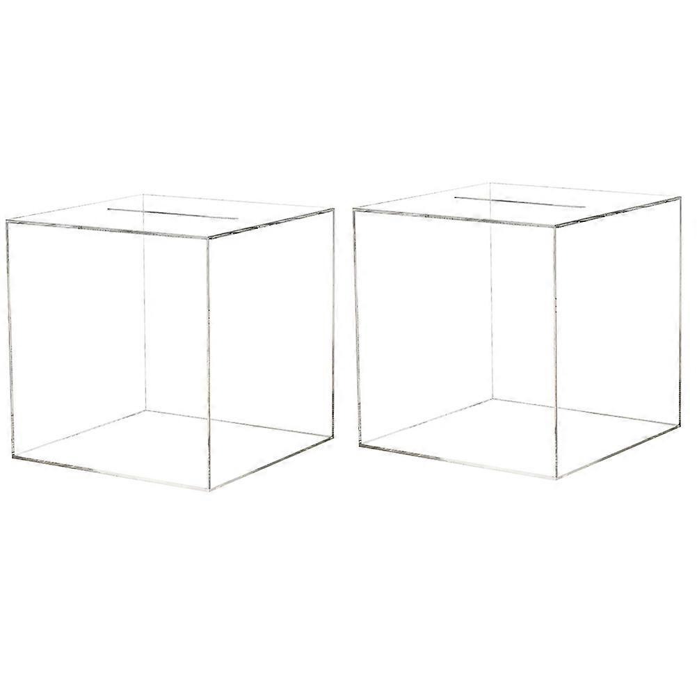 Clear Cash Jar Cube Coin Container Kids Adults with Low Self-Control 4.7×4.7×4.7in Money Saving Bank 2Pack