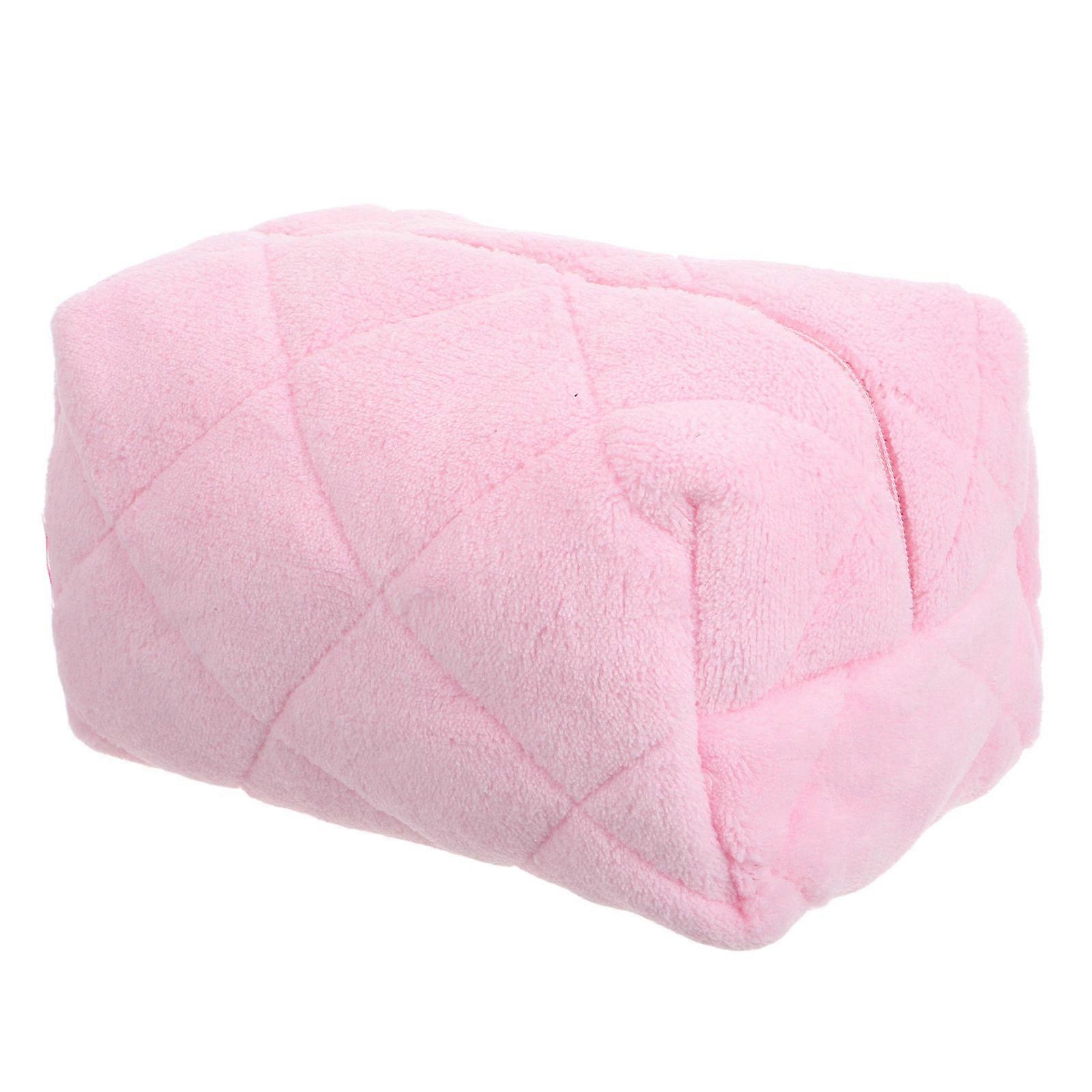 Fuzzy Makeup Bag Rectangular Shape For Girls Daily Use And Travel Large Capacity Storage 1Pack