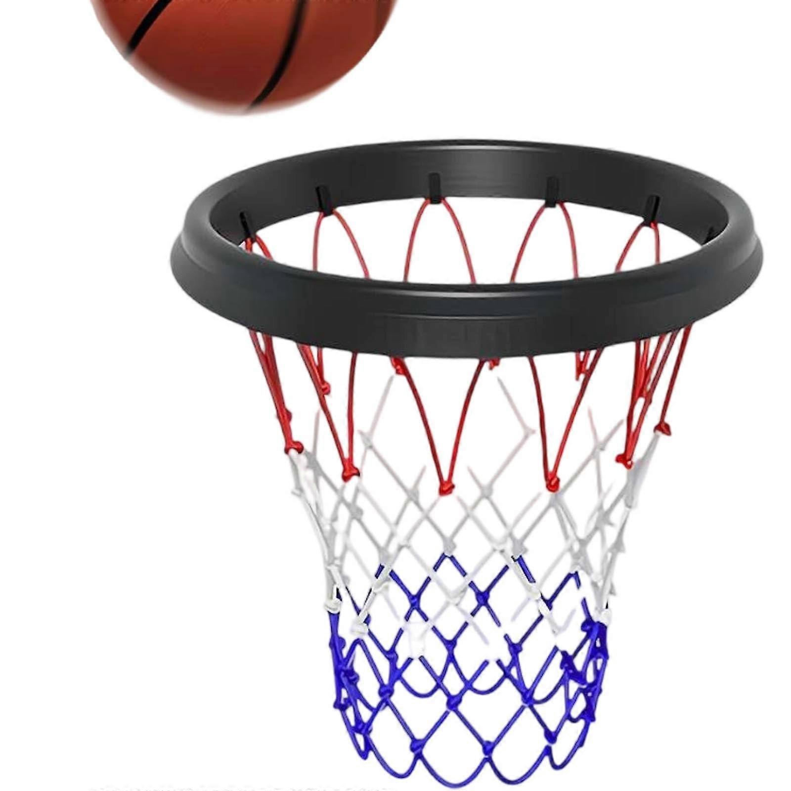 Basketball Net Replacement Portable Hoop Net Removable Net Frame Woven Tri-Color Net Easy Install Indoor Outdoor Black