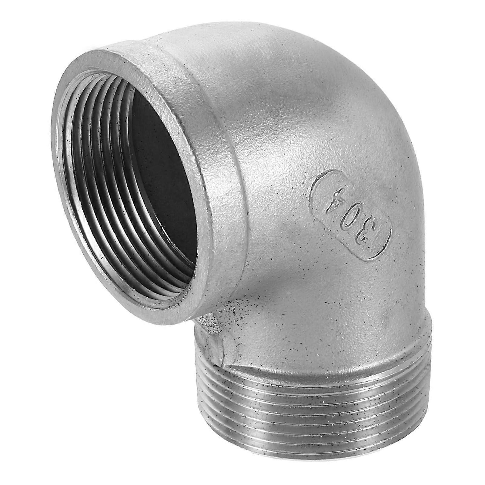 304 Stainless Steel 90 Degree NPT 1-1/2 x NPT 1-1/2 Threaded Coupling Adapter for Water Air Hose PVC Pipe