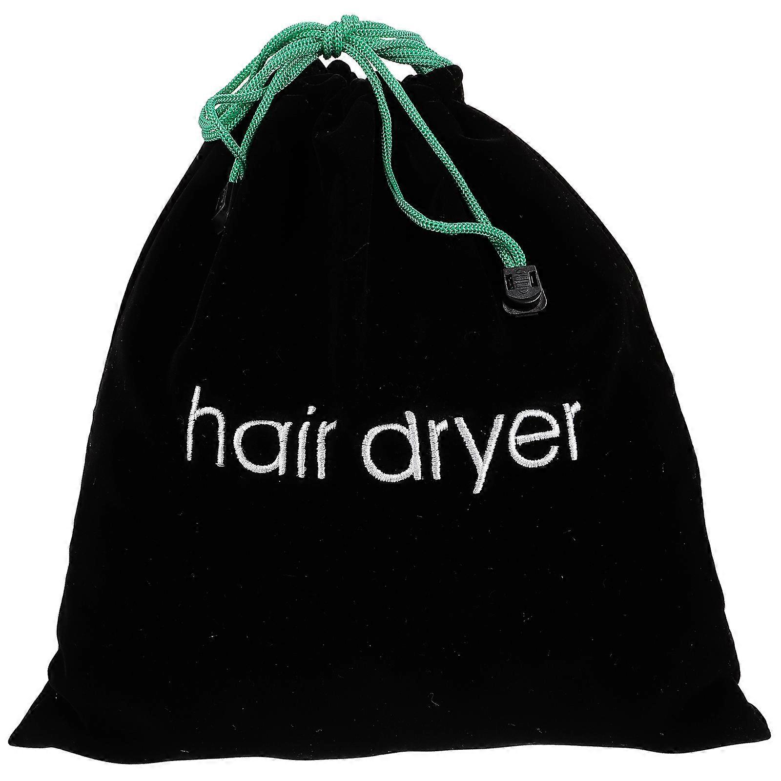 Durable Hair Dryer Drawstring Bag Black Storage Pouch Travel Organizing Versatile Use Easy Pull Closure Quality Material