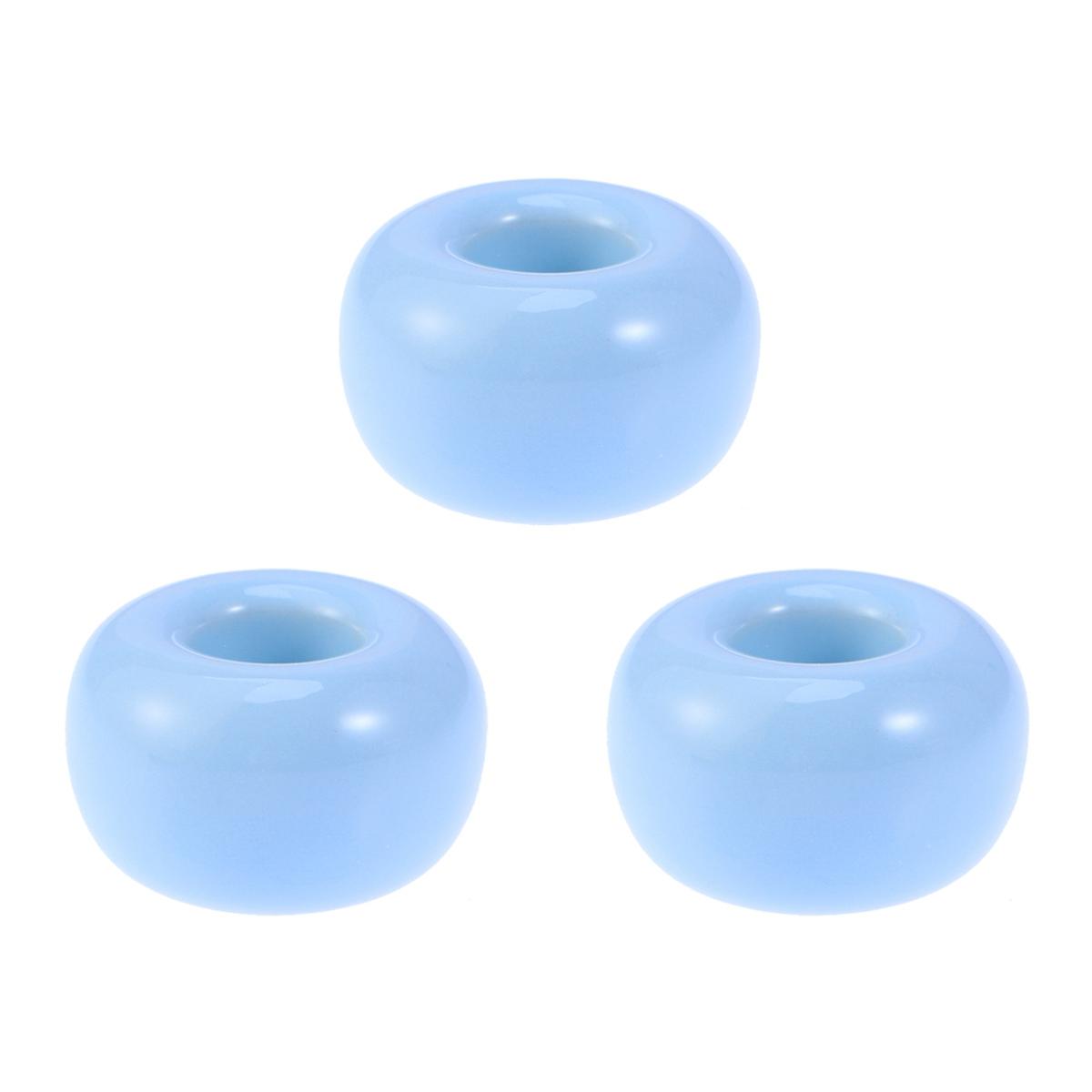 Sky-blue Ceramic Toothbrush Holder Set for Bathroom Storage 3pcs Round Design Easy to Clean