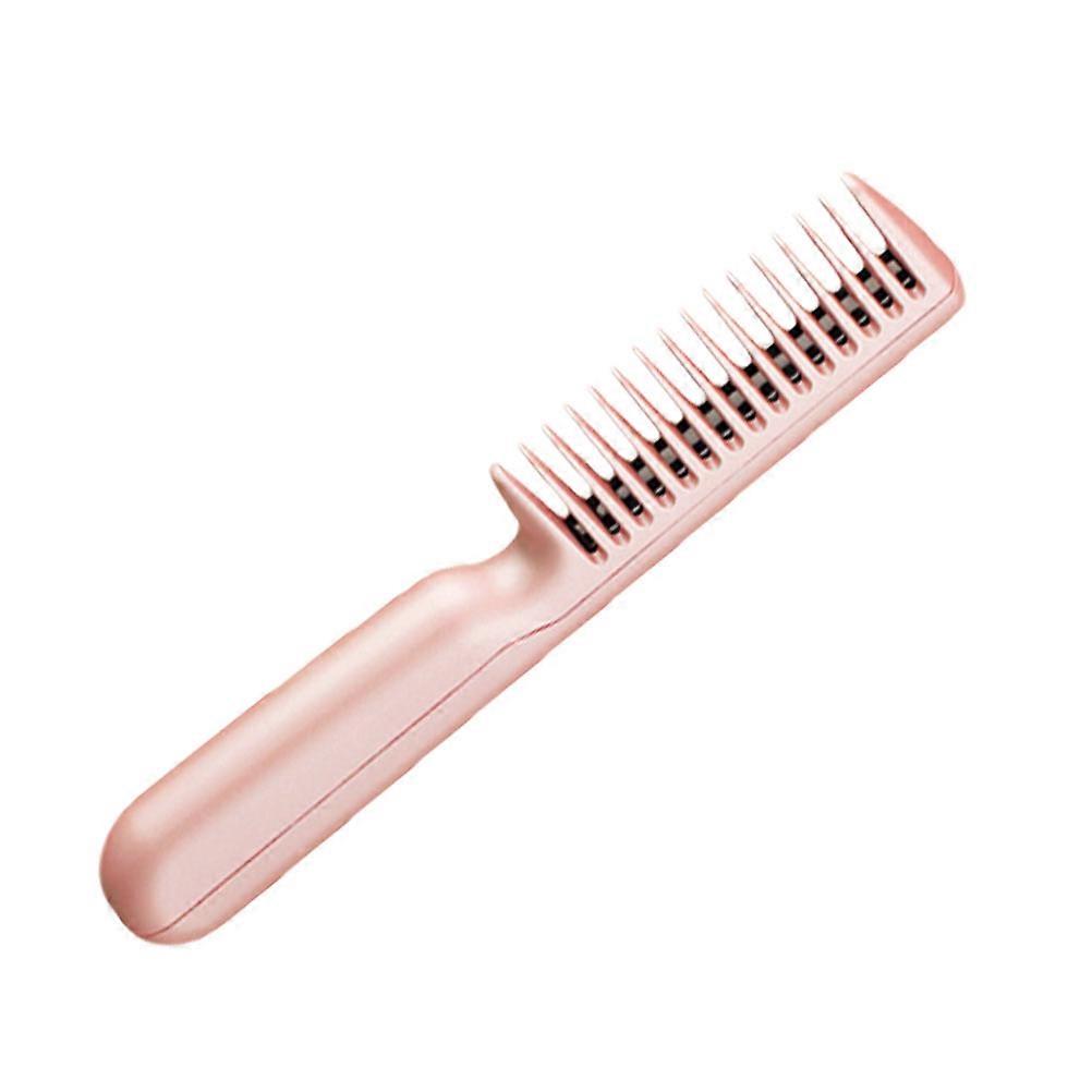 Mini Hair Straightener Brush With Comb Shape For Quick Styling Suitable For Travel Available In Pink 1 Set