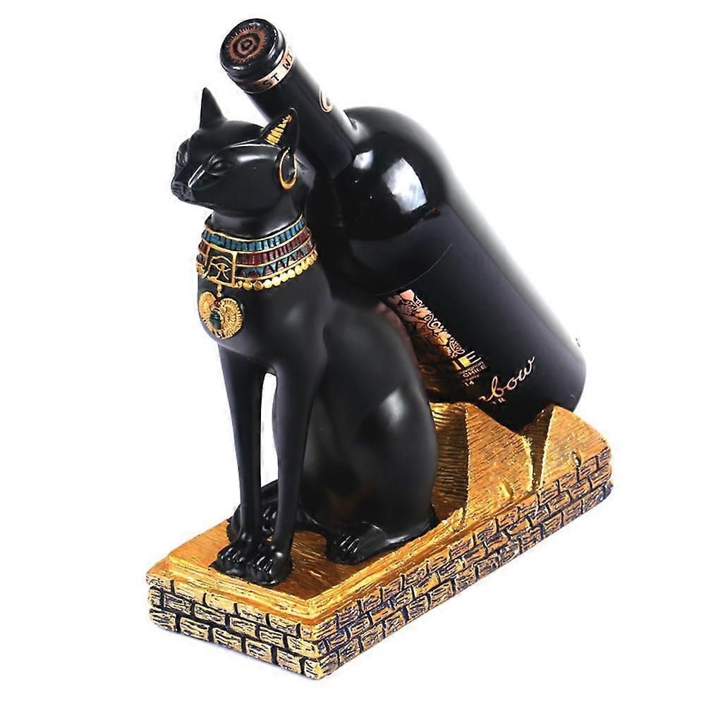Egyptian Cat God Wine Rack Black Cat Wine Retro Stand Resin Crafts Decoration Salon Ancient Egyptian God Bottle Rack
