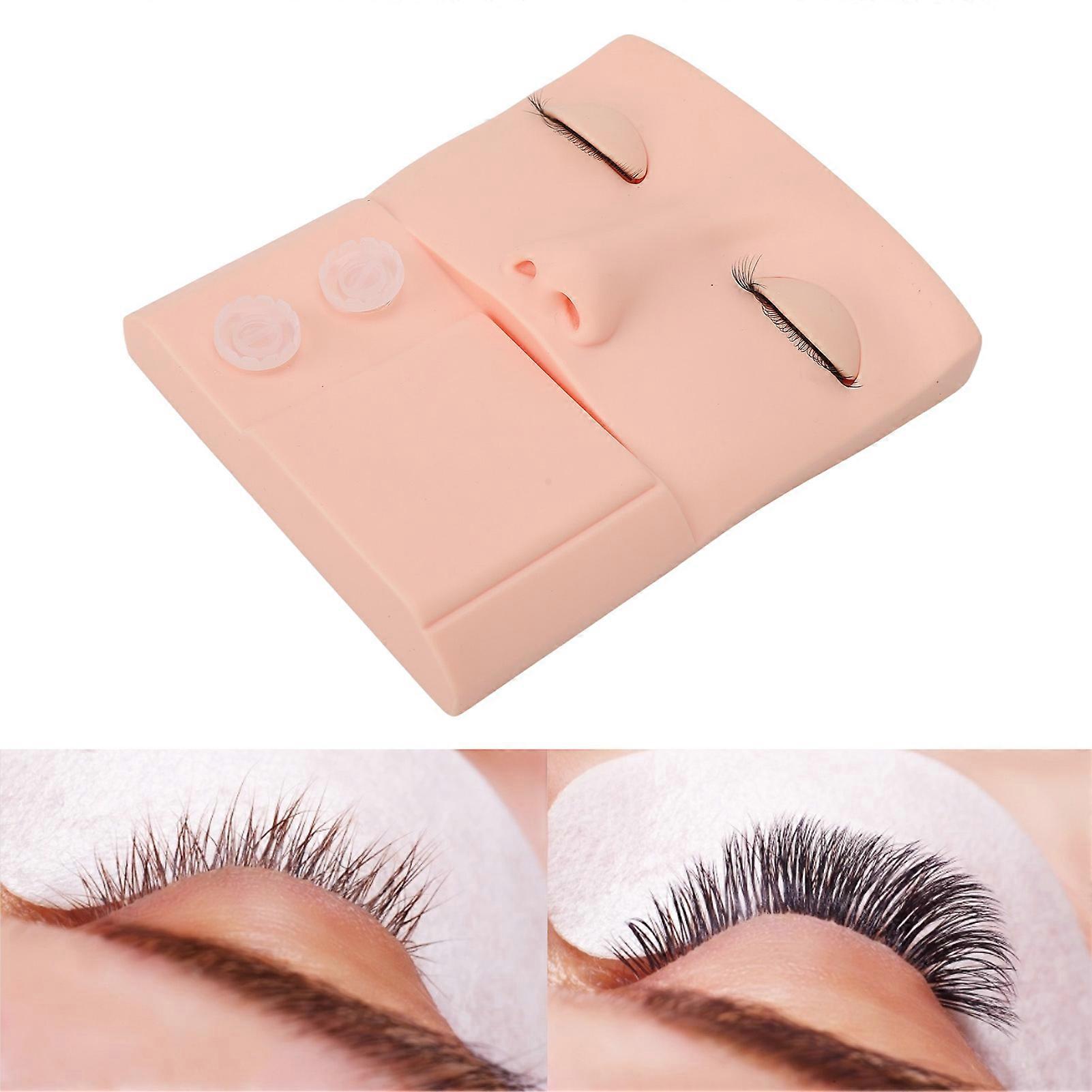 Lash Mannequin Head Replaceable Eyelid Eyelash Extension Practice Makeup Training PVC Pink 