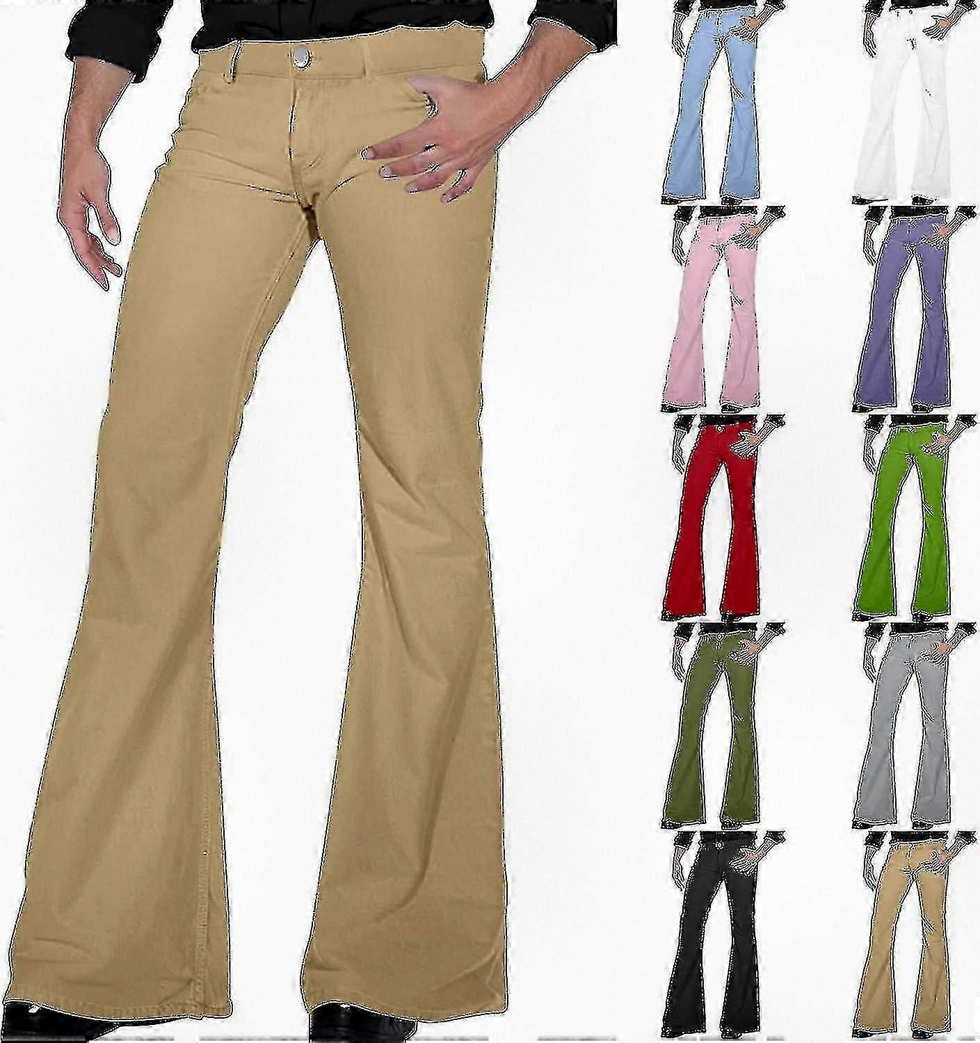 Erkekler için 70'ler Vintage Bell Alt Kot Pantolon, Kloş Bacaklı Retro Disko Denim Pantolon, 60'lar 70'ler Stil Yüksek Bel Geniş Bacak Pantolon