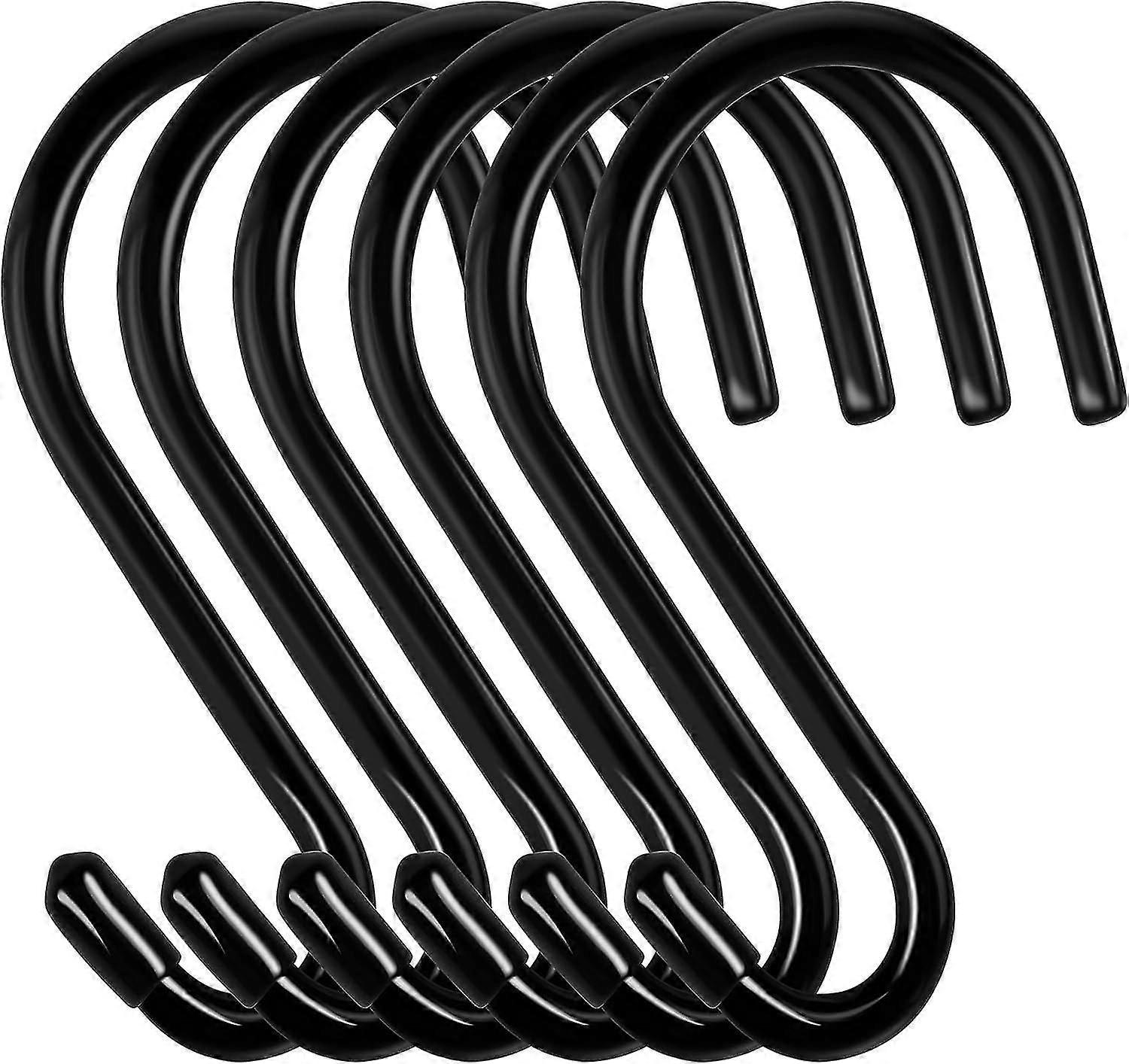 6 Pack S Hooks 15cm Black Stainless Steel Hooks for Kitchen Bathroom Bedroom Office
