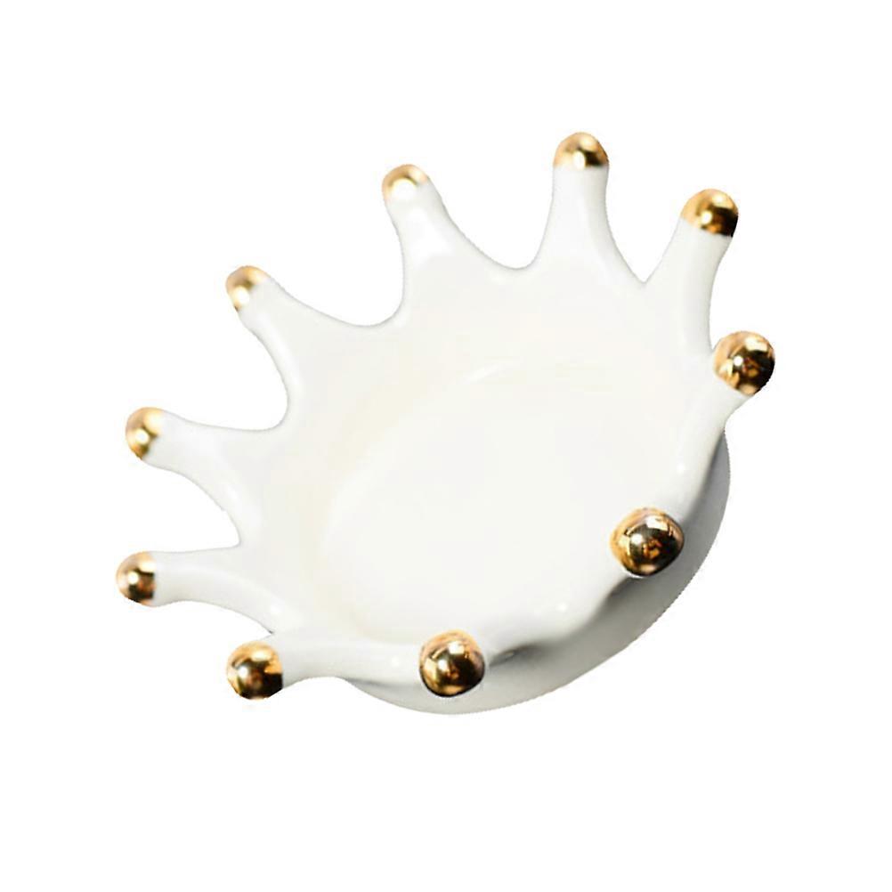 1pc Pretty Crown Shape Tray Creative Ceramic Jewelry Disc Delicate Key Disc