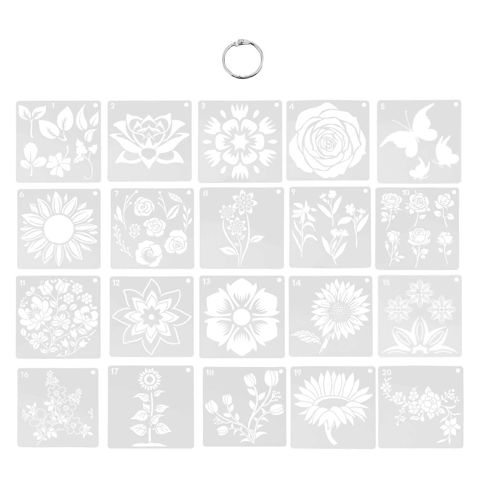 20Set Flower Painting Stencils For Kids And Adults In White Suitable For Birthday And Christmas DIY Projects