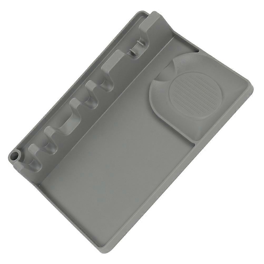 Silicone Ladle Rest Kitchen Utensils Storage Cooking Spatula Holder 25.9X20CM Grey 1Pcs
