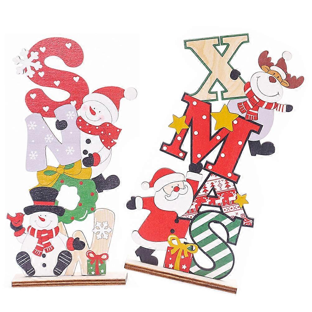 سطح المكتب الديكور الخشب تسجيل 2 قطعة شكل الكرتون مثالية لحفلات عيد الميلاد ديكور المنزل