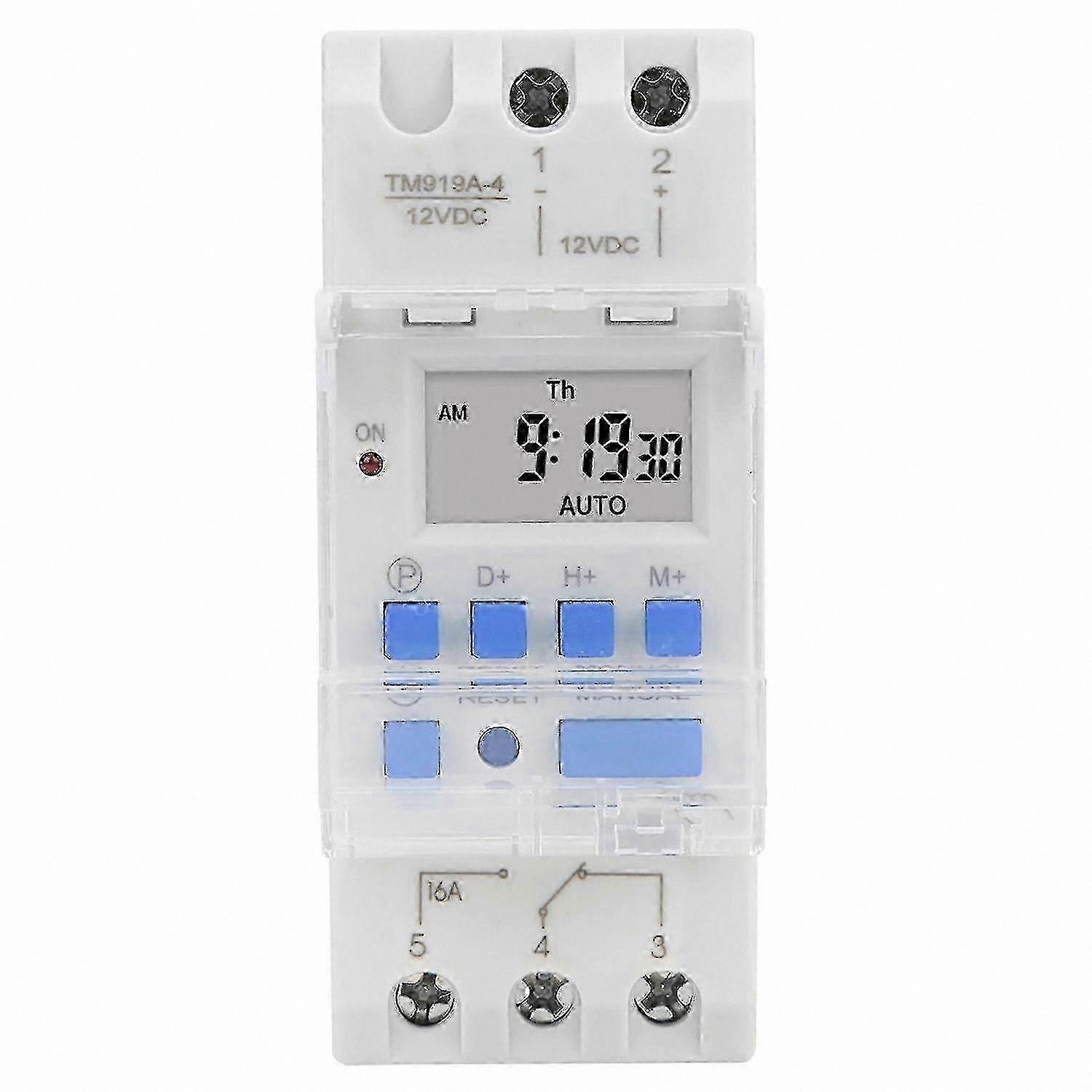Programmable 12V DC Timer Switch with LCD Display, Weekly Cycle & Removable Battery Backup