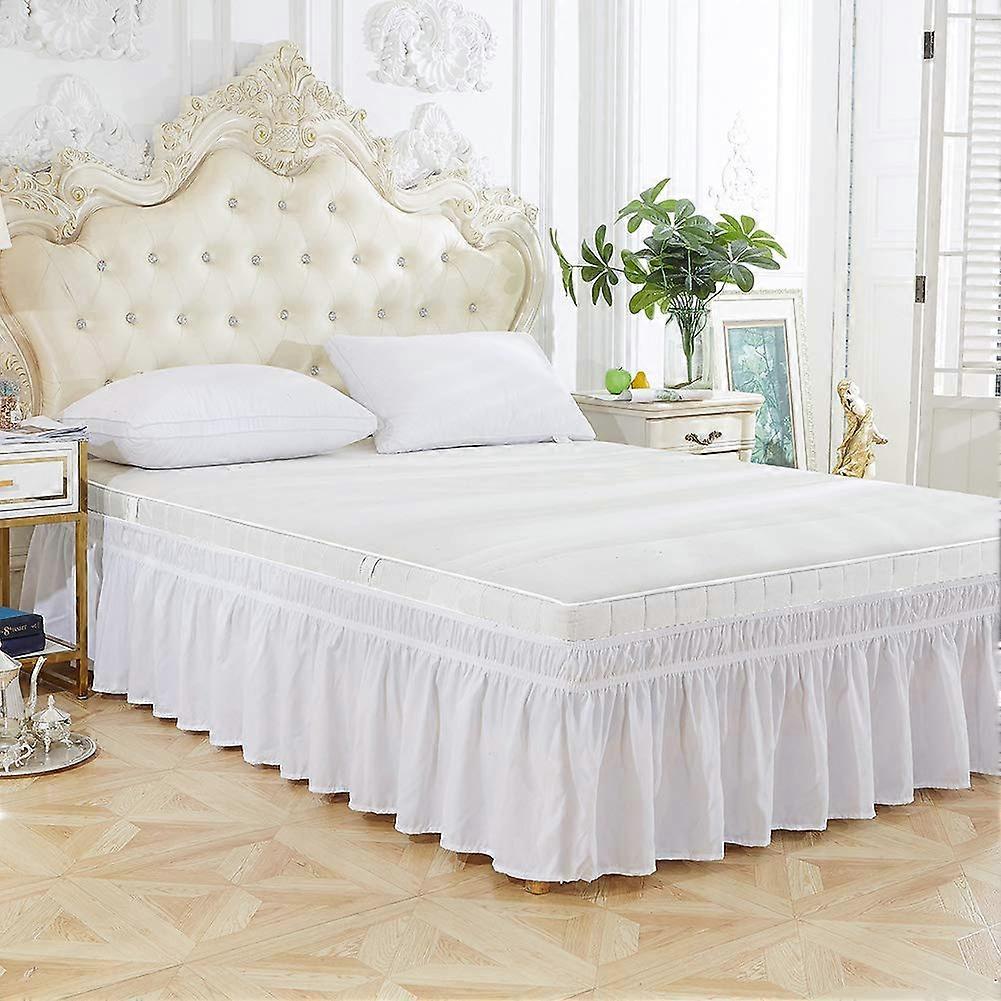Elastic Polyester Bed Skirt Ruffle Easy Fit For Twin, Full, Queen, King Beds White Breathable 60x8015Inch