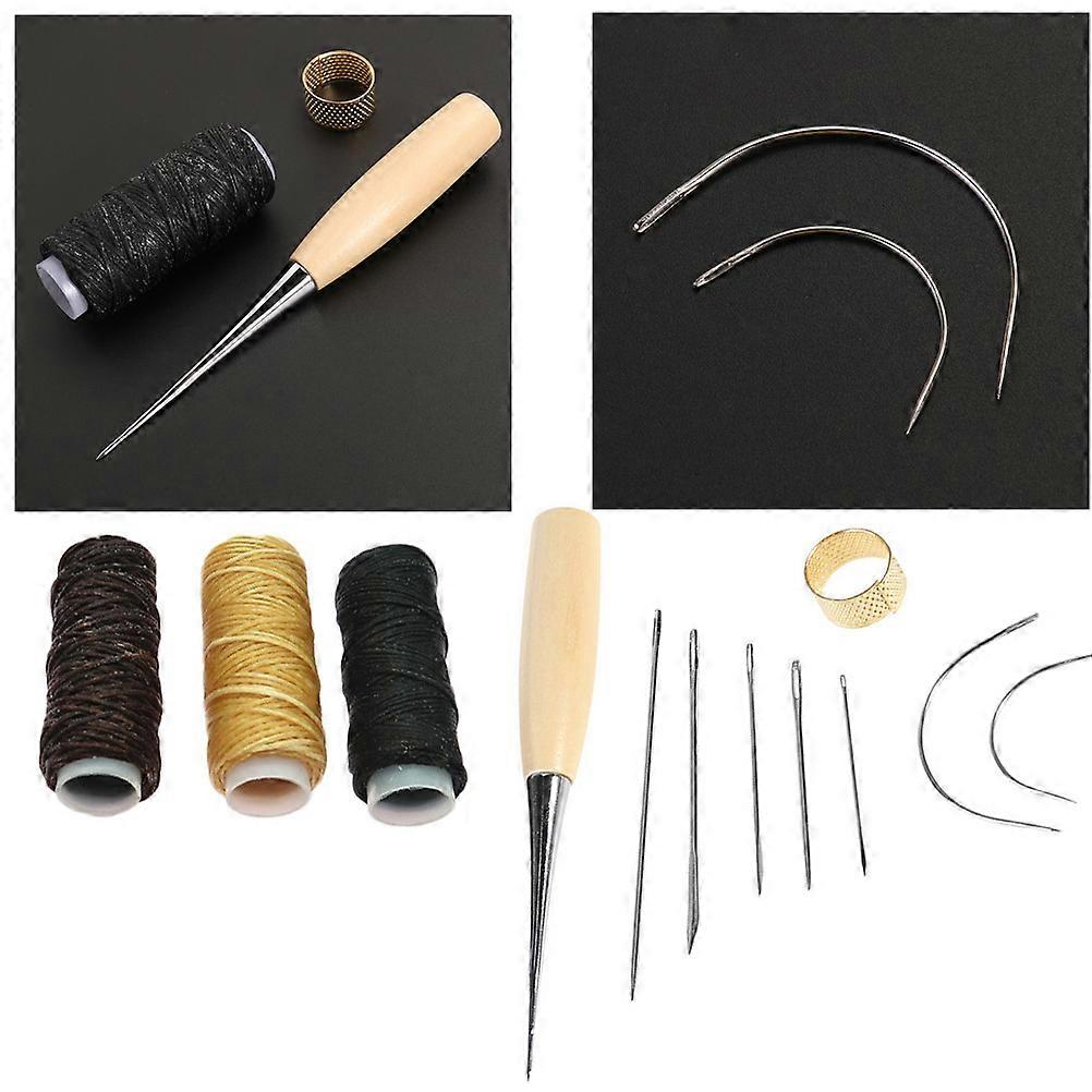 Handmade Craft Tool Set for Sewing and Repair with 150D Waxed Thread 12 Pieces Assorted Color