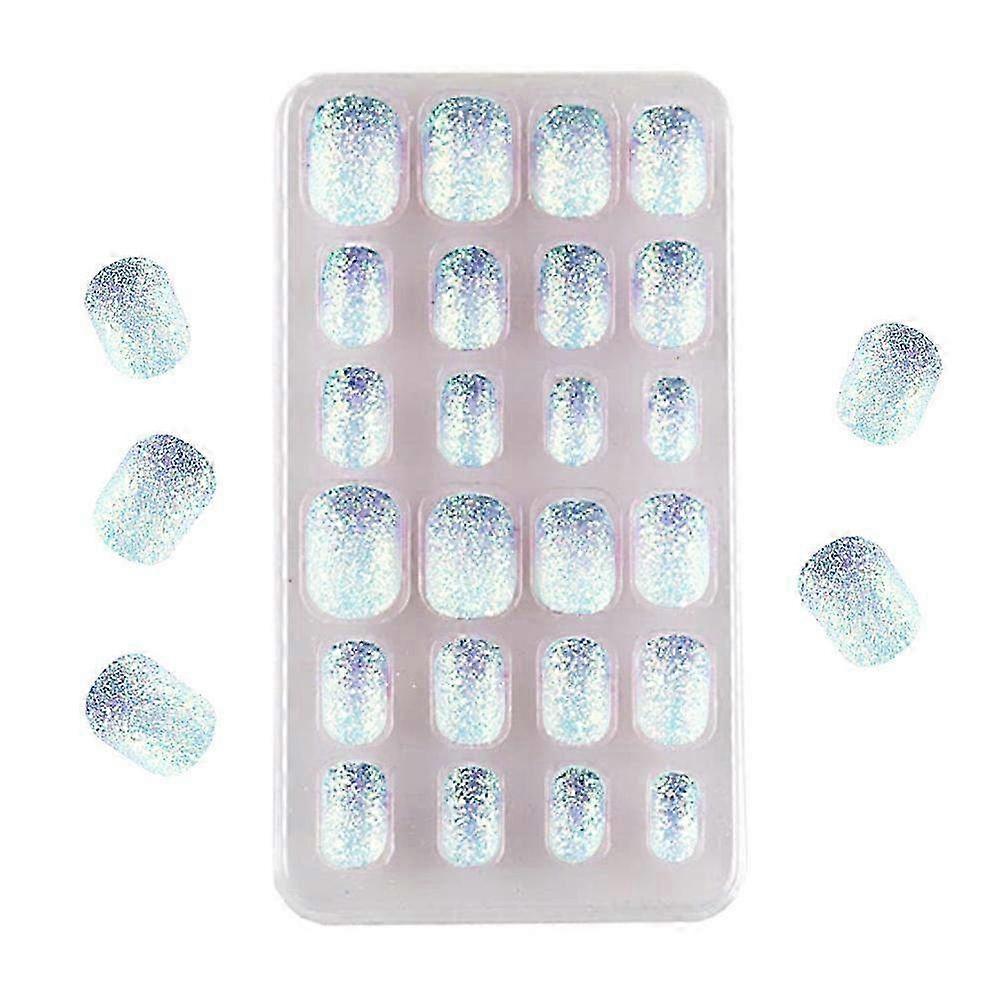 24 Pcs Short Full Cover Fake Nails Set for Kids - Colorful Children��s False Nails for Little Girls' Fun Nail Art & Creative Play