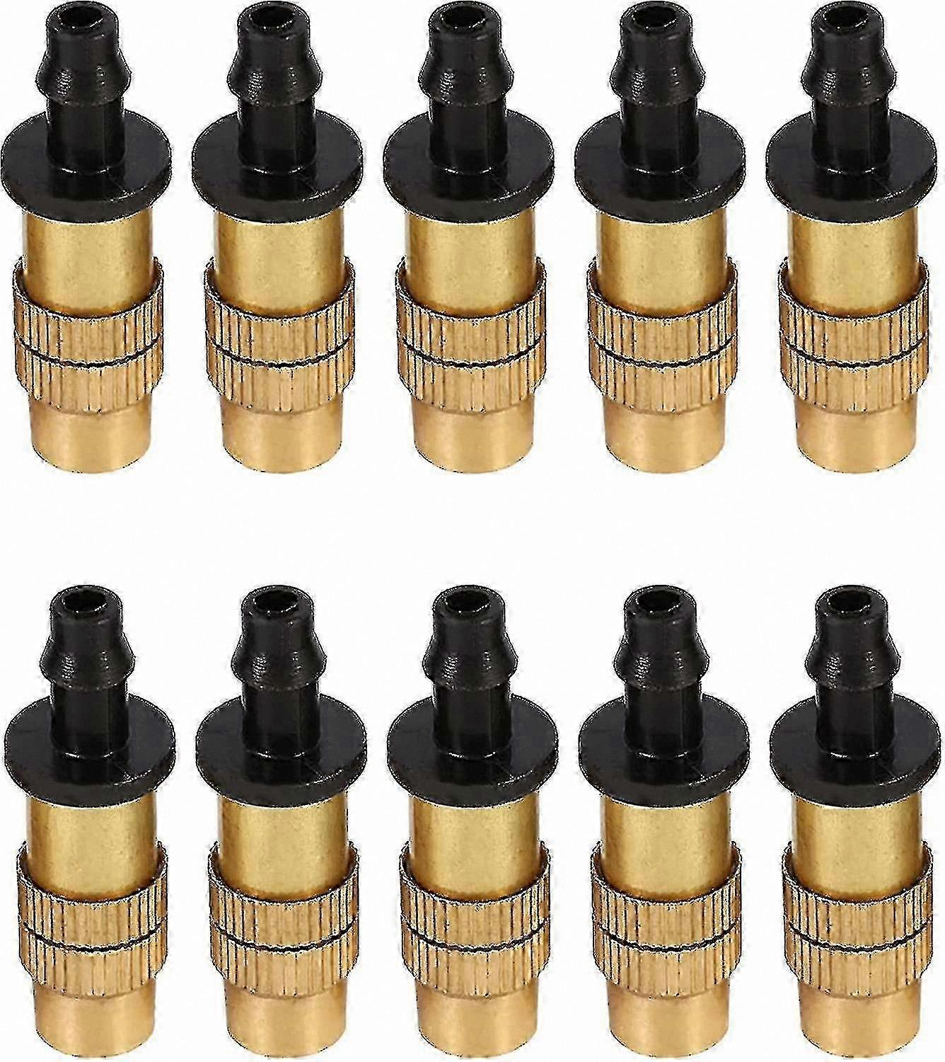 10-Pack Adjustable Nozzle Sprayers for Cooling and Watering, Black Atomizer Heads with Variable Hole Settings