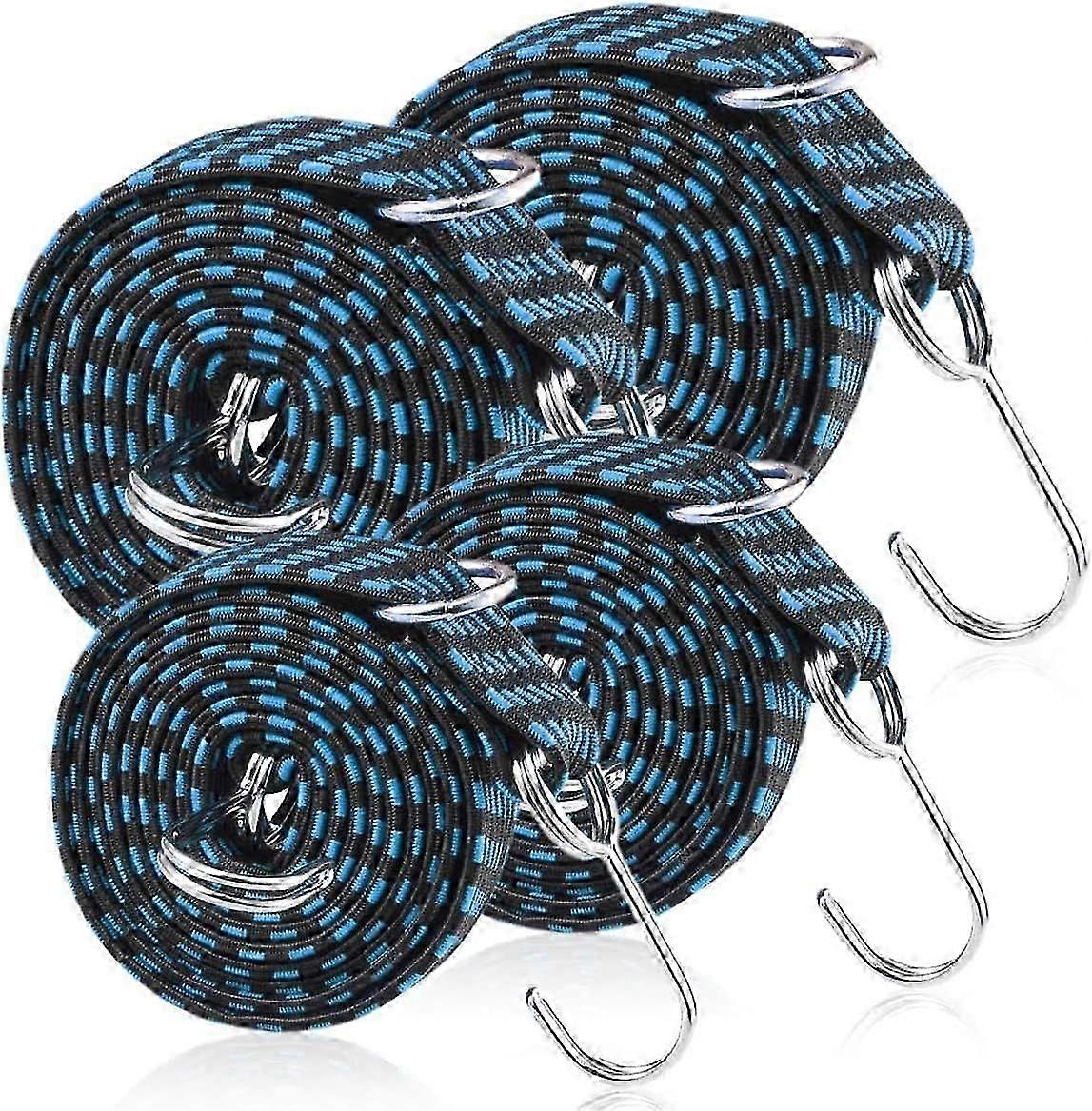 Bungee Cords with Hooks, Bungee Cord Bungee Cord for Luggage, 4 Pieces Bungee Straps Luggage Rope, Adjustable Bungee Cord with Metal Hook