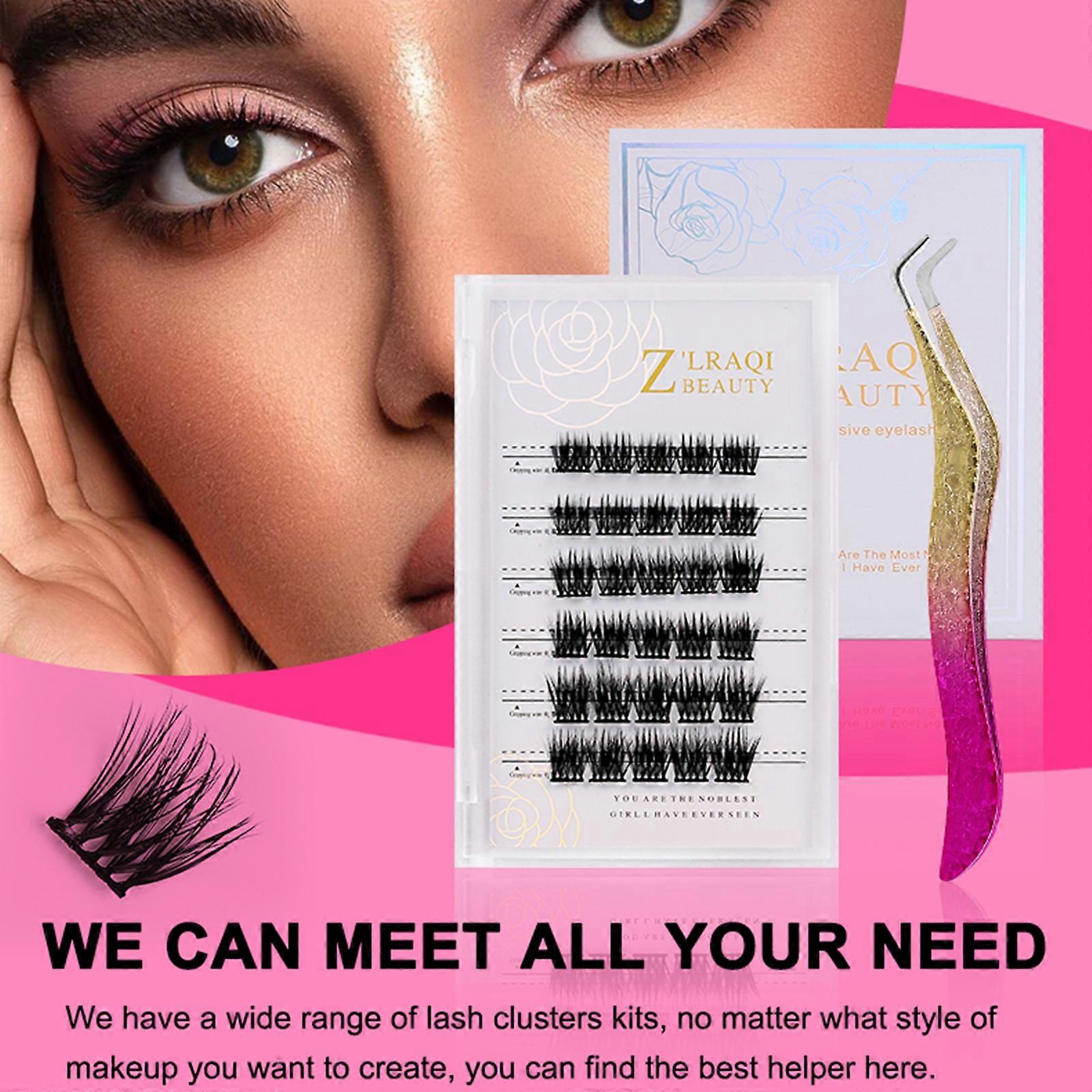 Z'LRAQI BEAUTY Individual False Eyelashes Self-Adhesive Cluster Fake Eyelashes Glue-Free Eyelashes Natural-Looking Eyelash