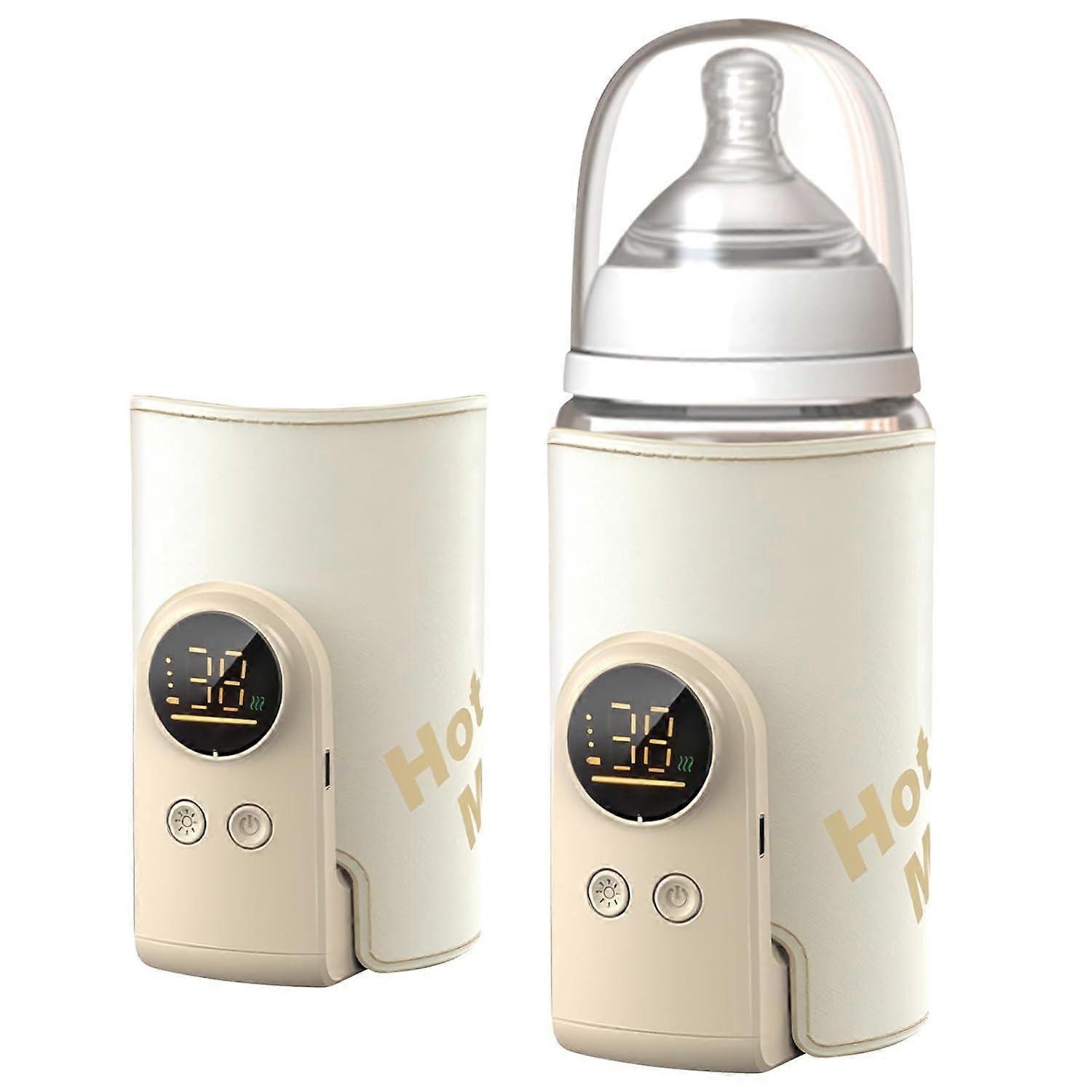 Portable Baby Bottle Warmer with LED Temperature Display, 8000mAh Fast Heating Digital Milk Heater for Travel and Home Use