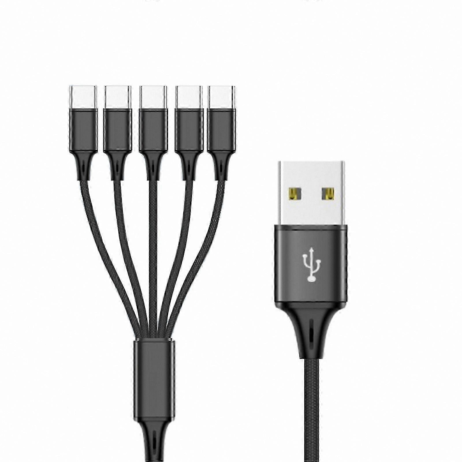 Nylon Braided Multi USB Charging Cable with Type-C, 3/4/5 in 1 Device Compatibility for Various Devices