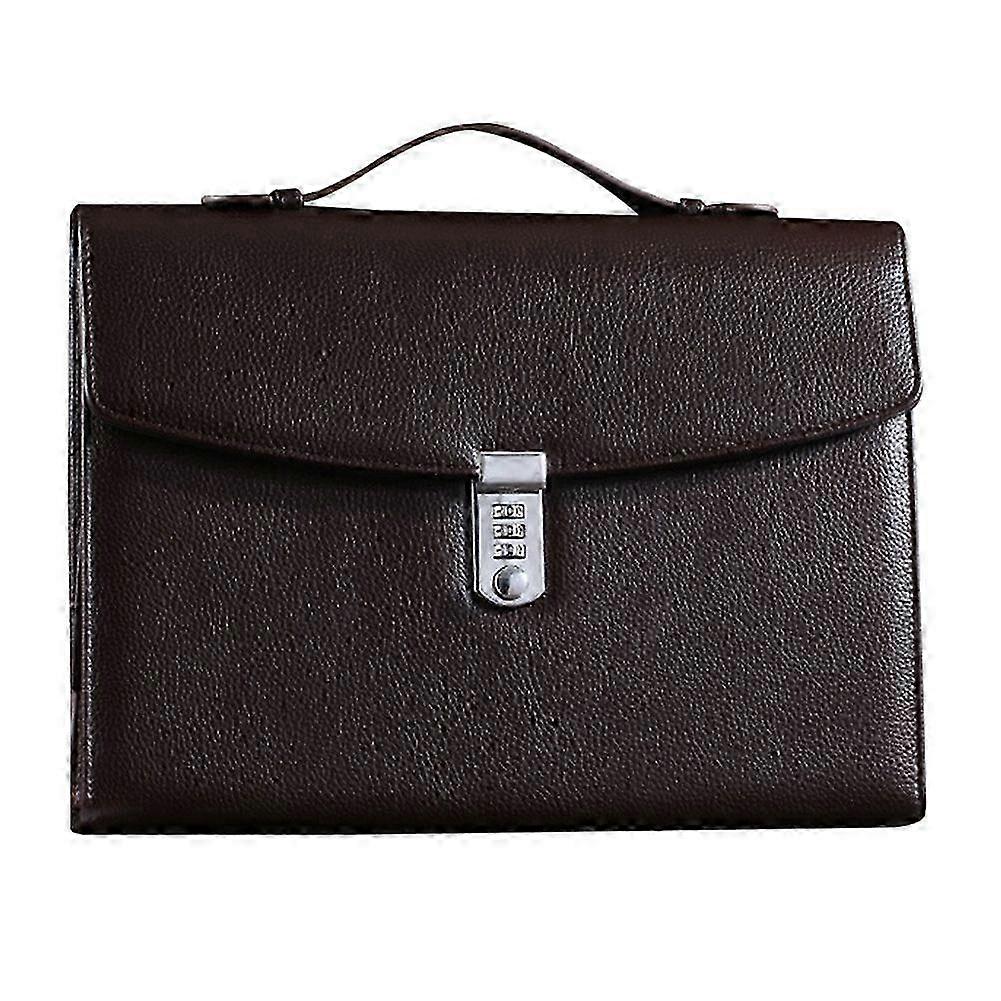 Office Business Briefcase with Combination Lock - High Capacity Document Bag for Meetings in Brown