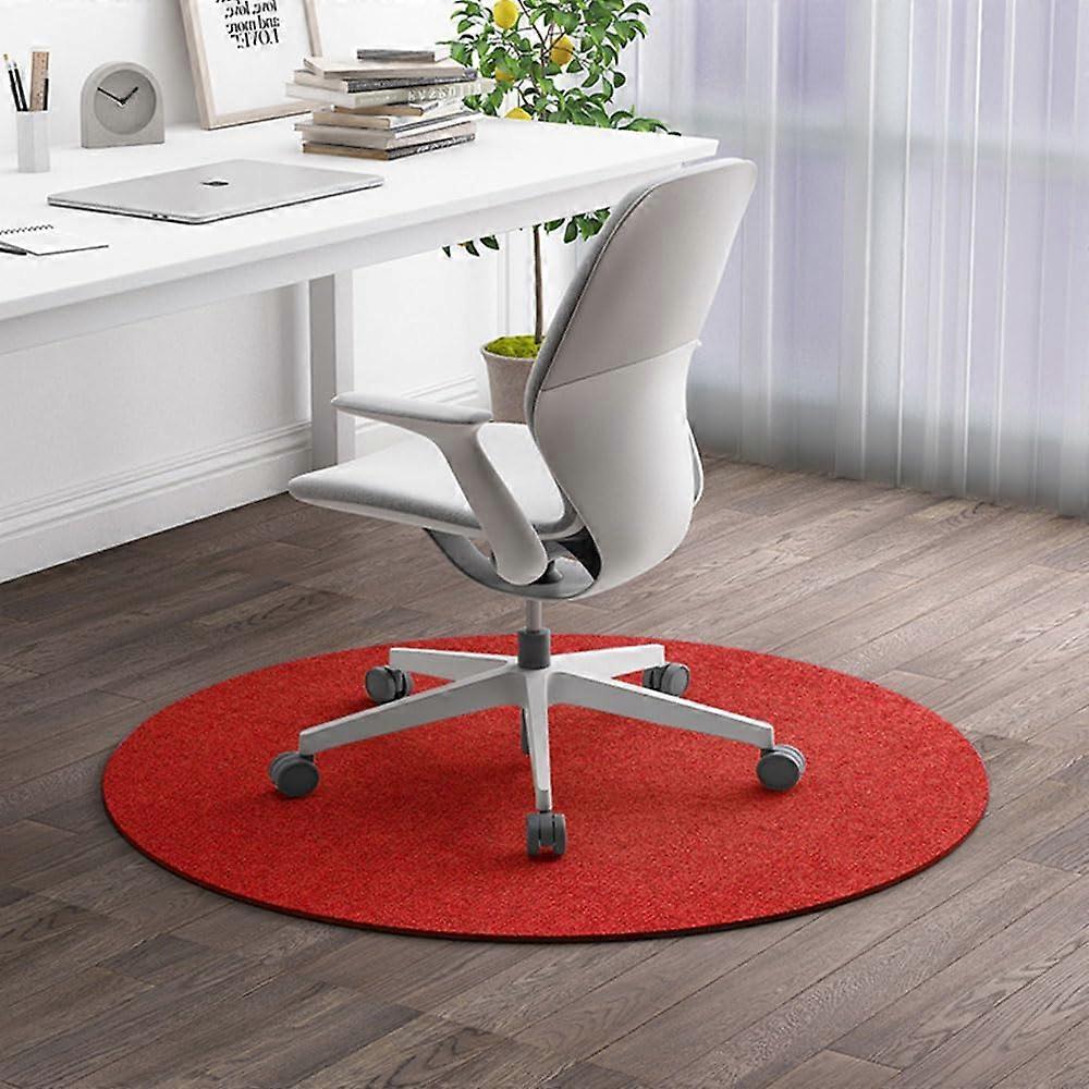 Round Office Chair Mat for Carpeted and Hardwood Floor Protector, TPE NonSlip (Red,100cm)