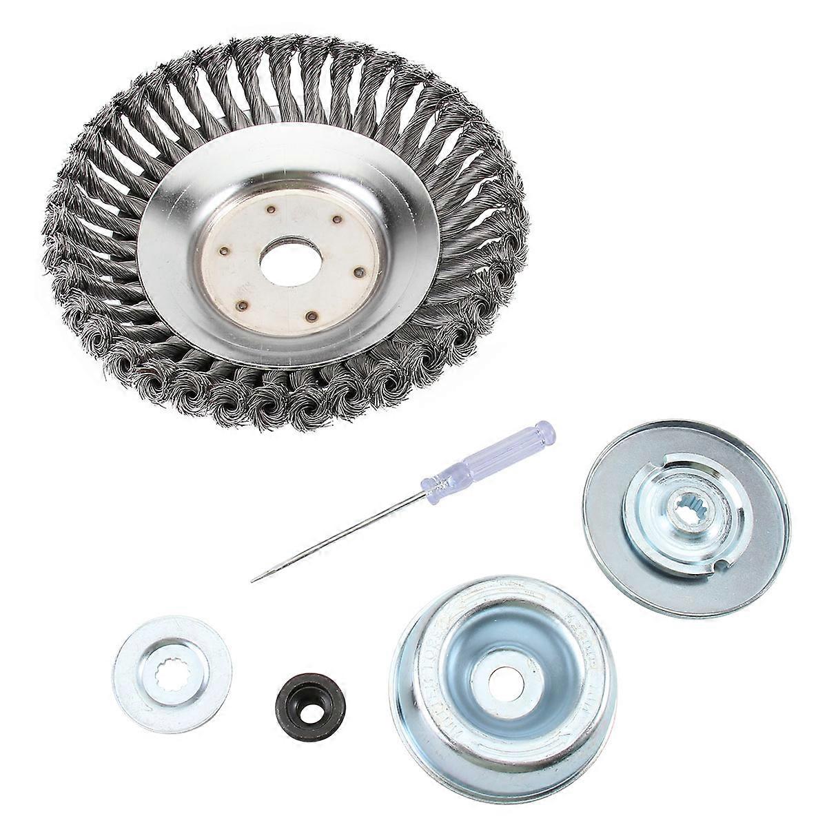 Wire Weeder Wheel Garden Tool for Parks Carbon Steel Wire Silver Includes Protective Cover 1Set