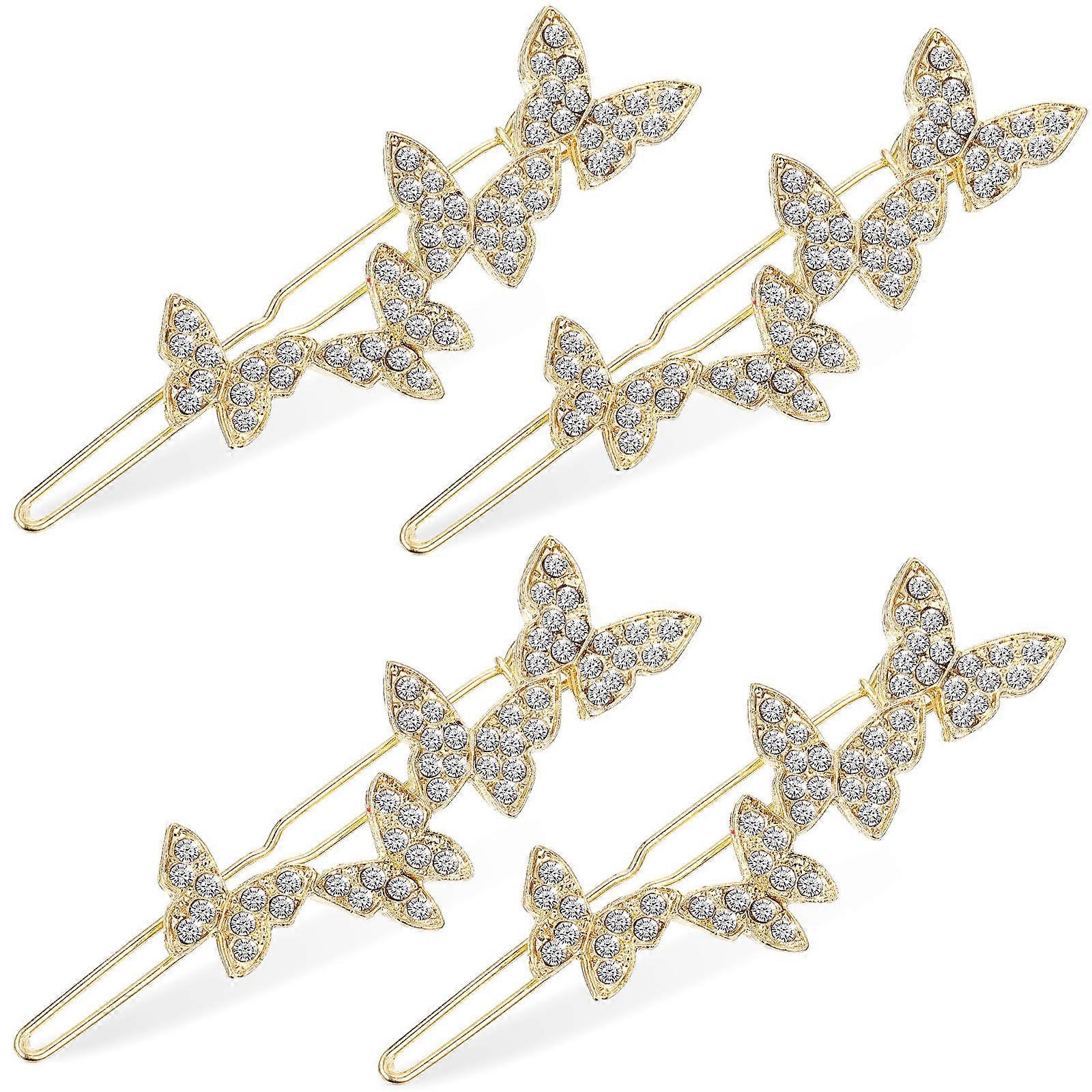 4 قطع فراشة الشعر كليب خمر أحجار الراين الزخرفية مقاطع جانبية مشبك نمط الشعر Barrettes الملحقات