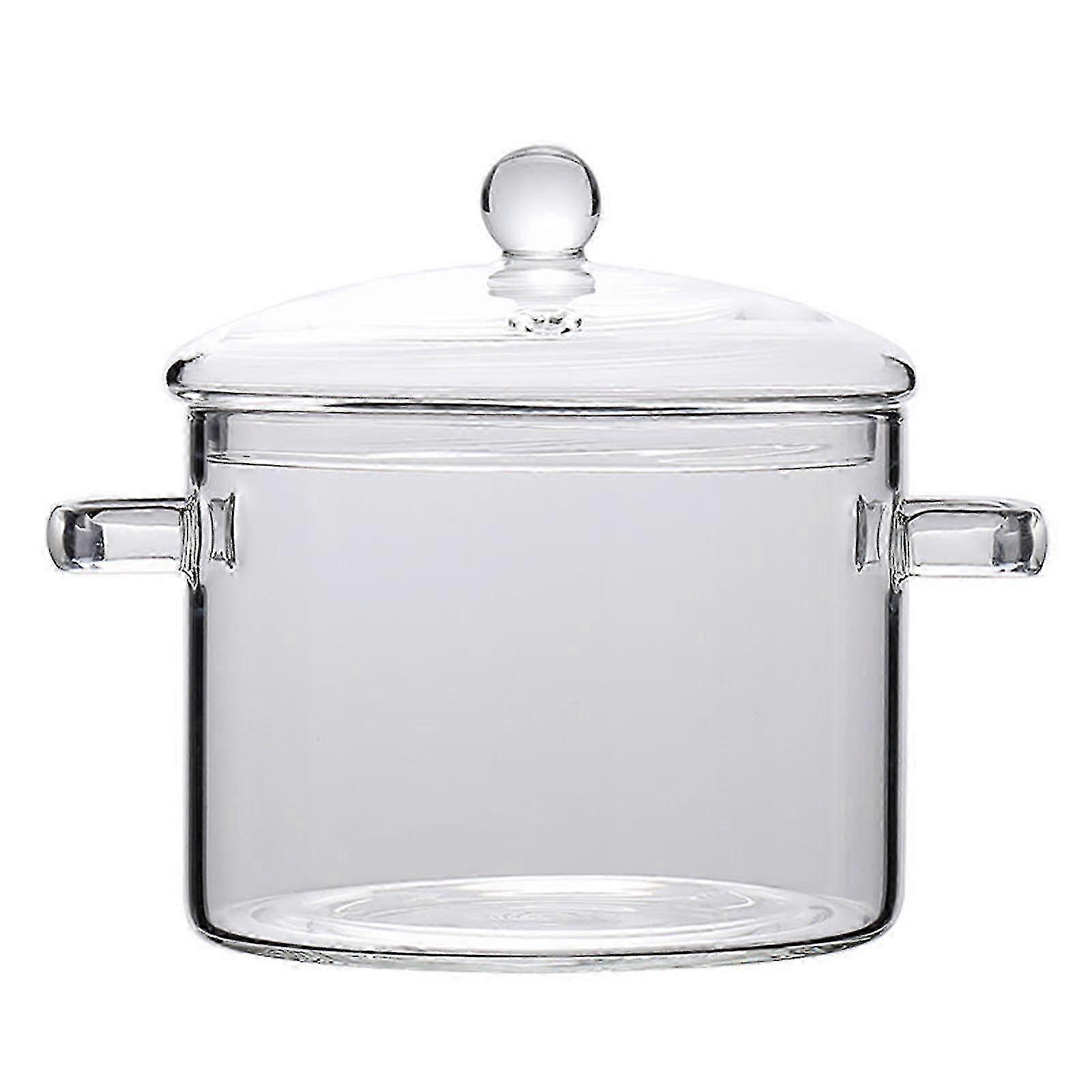 Dicker, schwerer Glastopf, langlebiges schwer entflammbares Kochgeschirr, verbesserter Klarglastopf für Gasherde, 1500ml