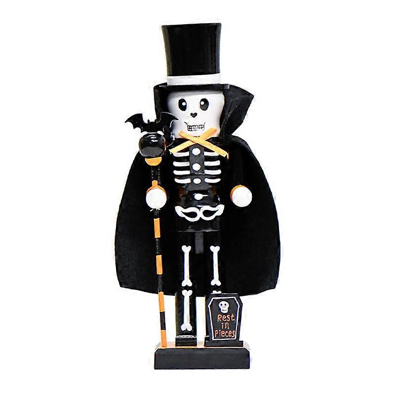 Halloween Nutcracker Soldier, 10 Inch Wooden Pumpkin Nutcracker Figurine, Halloweens Pumpkin Skeleton Nutcrackers Soldier Figure