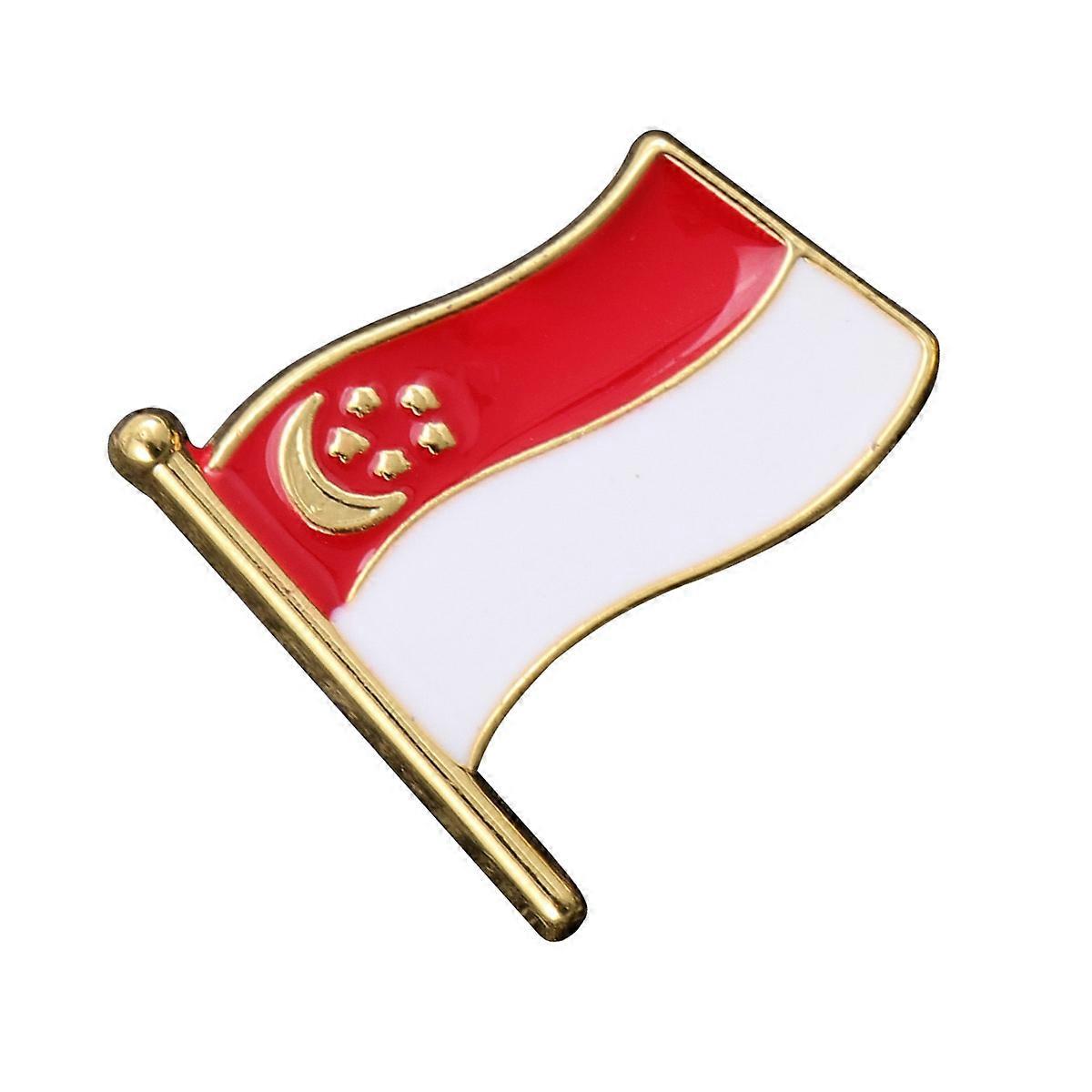 Red National Flag Brooch Fashion Accessory For Casual And Special Events 1Set