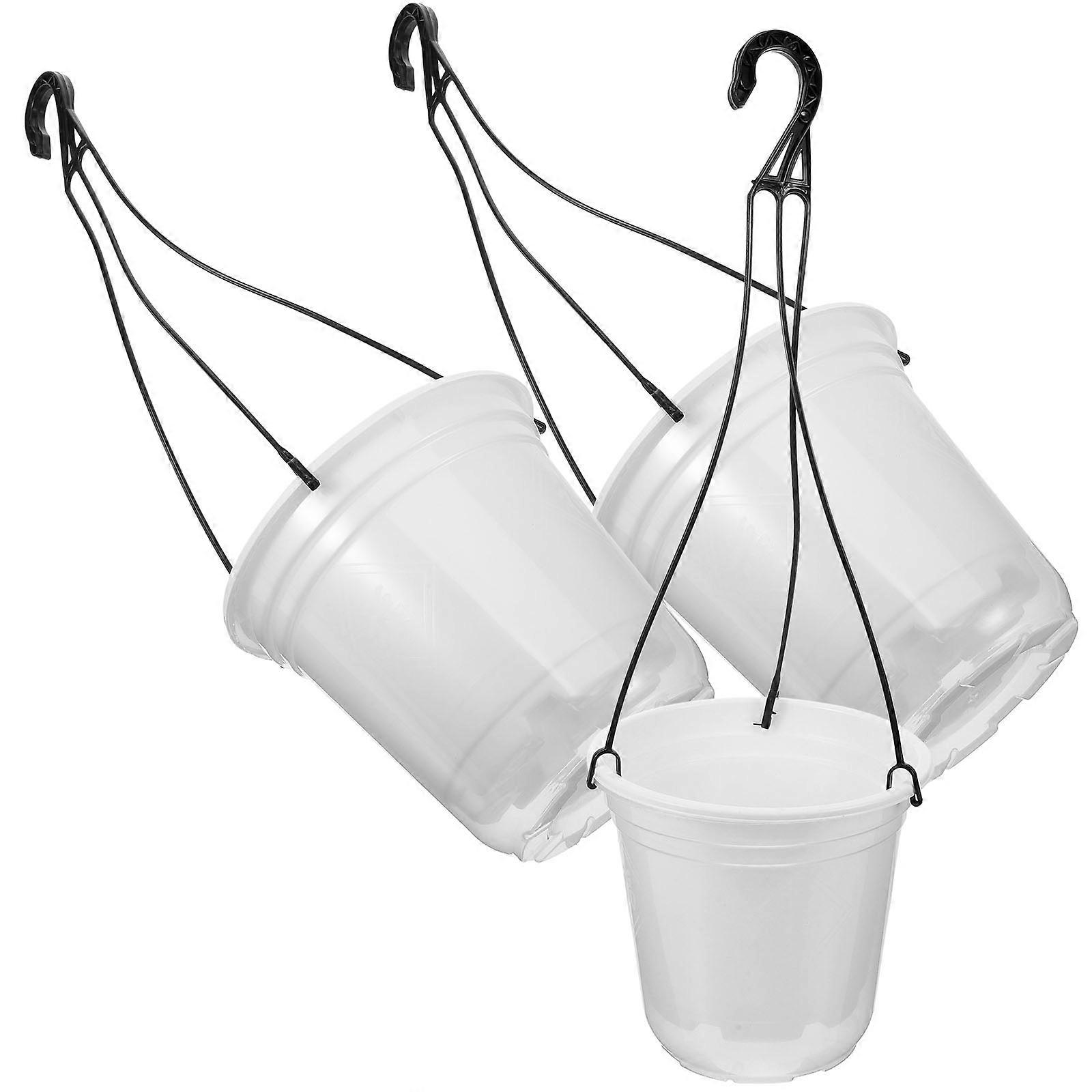 Flower Watering Pot Self Watering Hanging Planter For Office Use 3 Sets White
