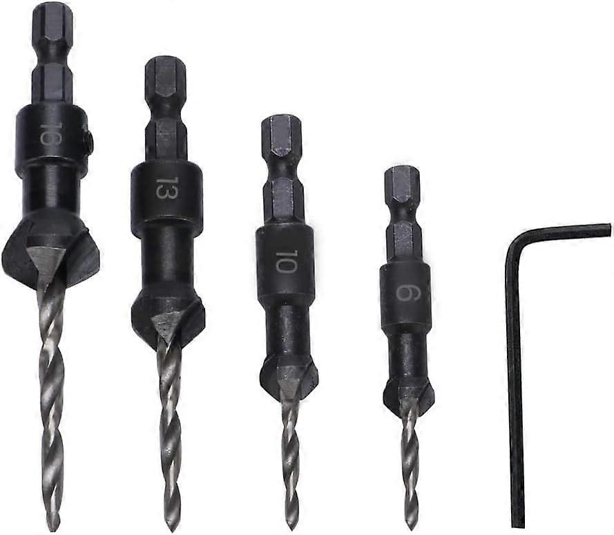 Pcs Hex Countersink Drill Bits, 6#10#13#16 HSS Countersink Drill Bits with Hex