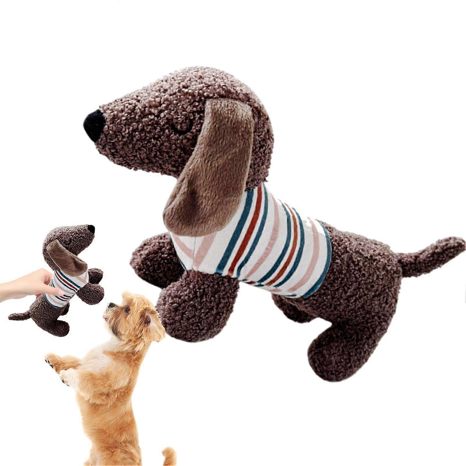 Plush Squeaky Dog Toys for Aggressive Chewers, Dachshund Chew Toy 11.81x4.72x6.69 In Chocolate for Medium and Small Dogs