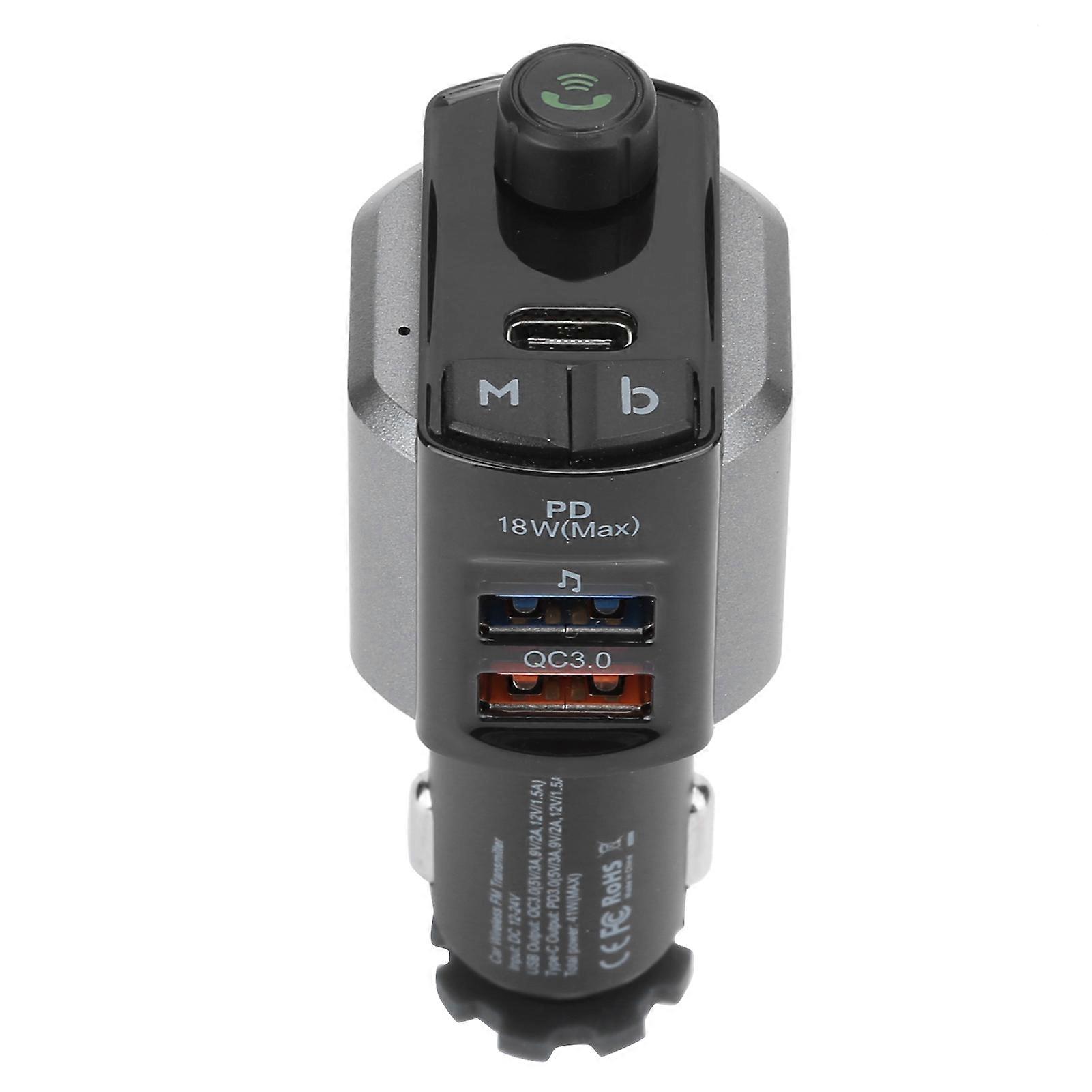 Bluetooth 5.0 FM Transmitter Car Kit MP3 Player Dual USB PD18W QC3.0