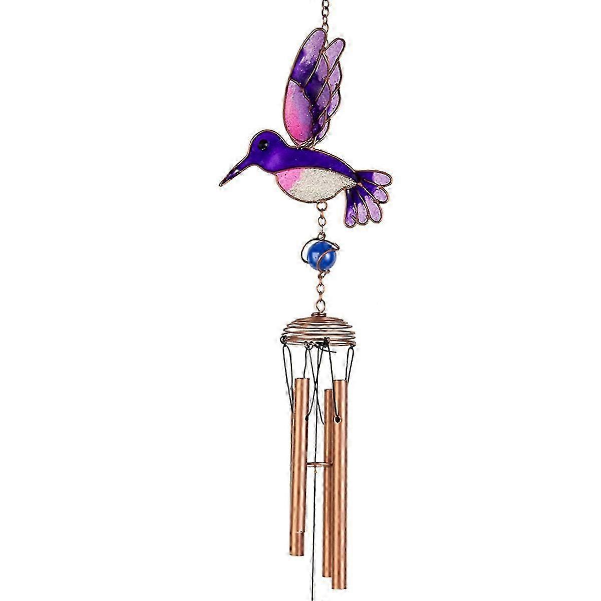 Stained Bird Suncatcher,Bird Crystal Ball Prisms Hanging Crystals Ornament Purple Wind Chimes