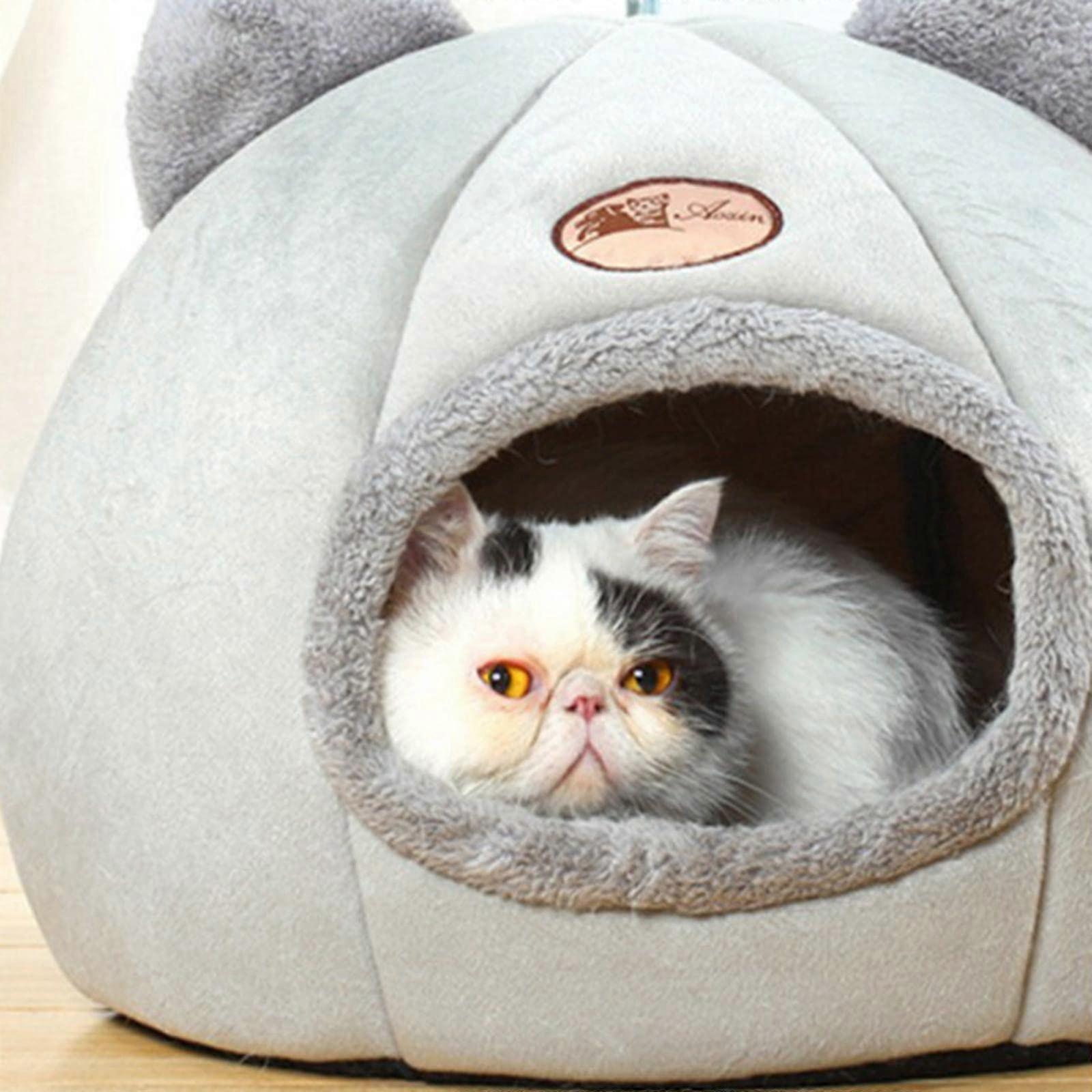 2xPet Nest Dog Cat Bed XL 40 Cm Cozy Soft Fleece Canopy Cushion Sleep Cave With Non Slip Bottom Washable