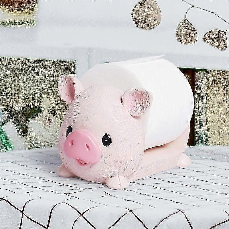 Adorable Resin Animal Paper Roll Holder in Cat or Pig Design, Charming Desktop Decor for Home