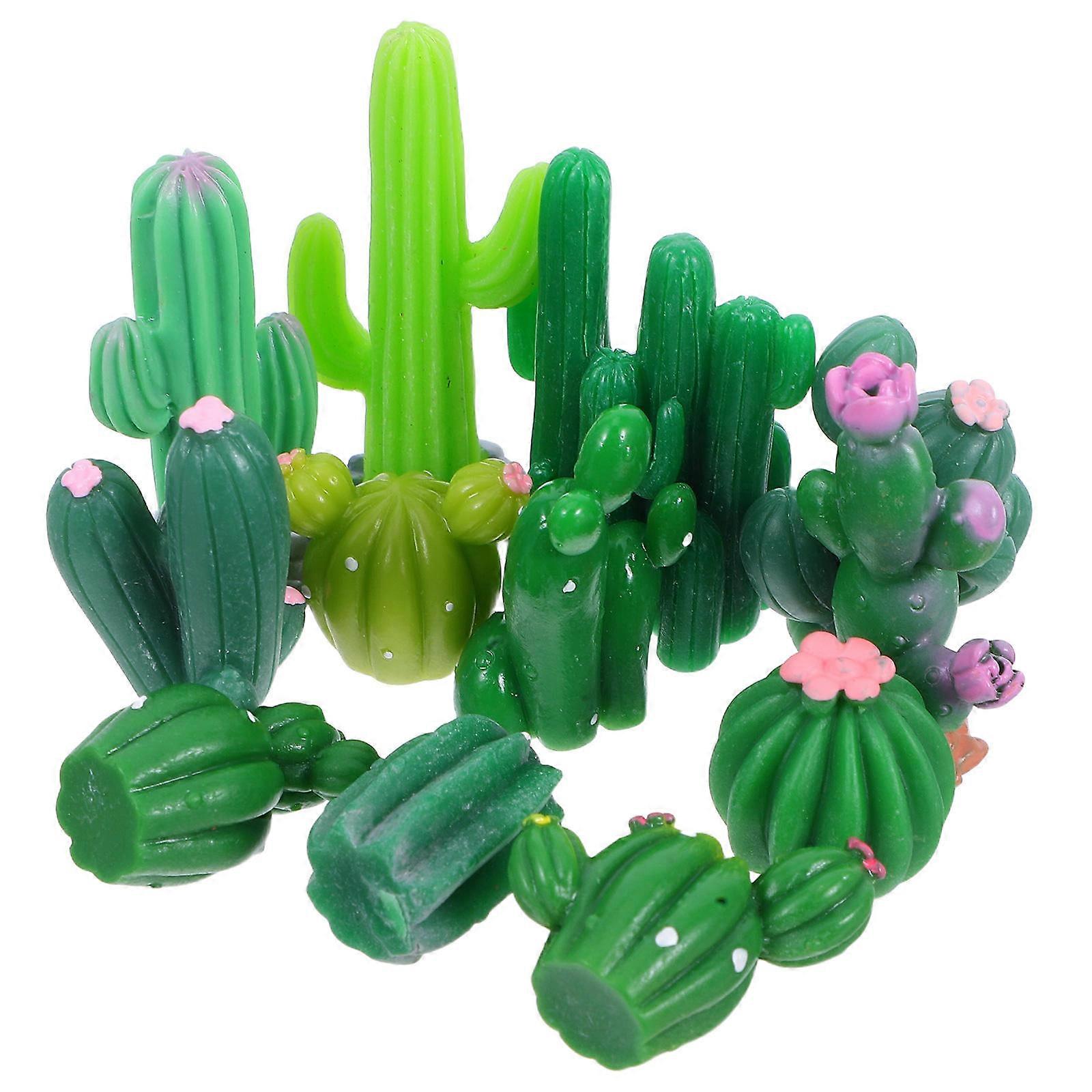Desk Ornaments Resin Cactus Micro Landscape for Decoration 12Pcs Miniature Figurines