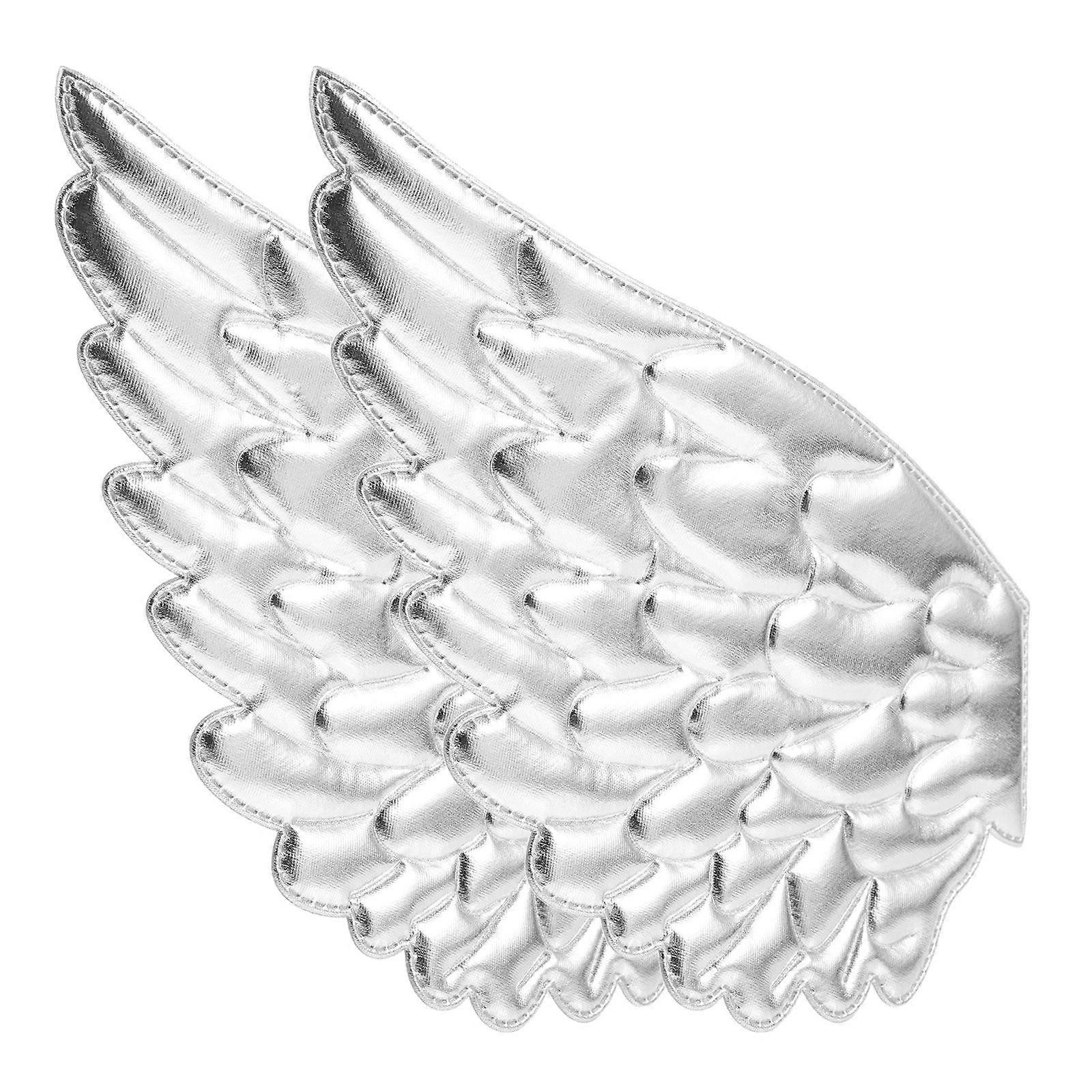Silver Angel Wings Patches for Craft with 10Pcs Embossed Fabric Applique Set